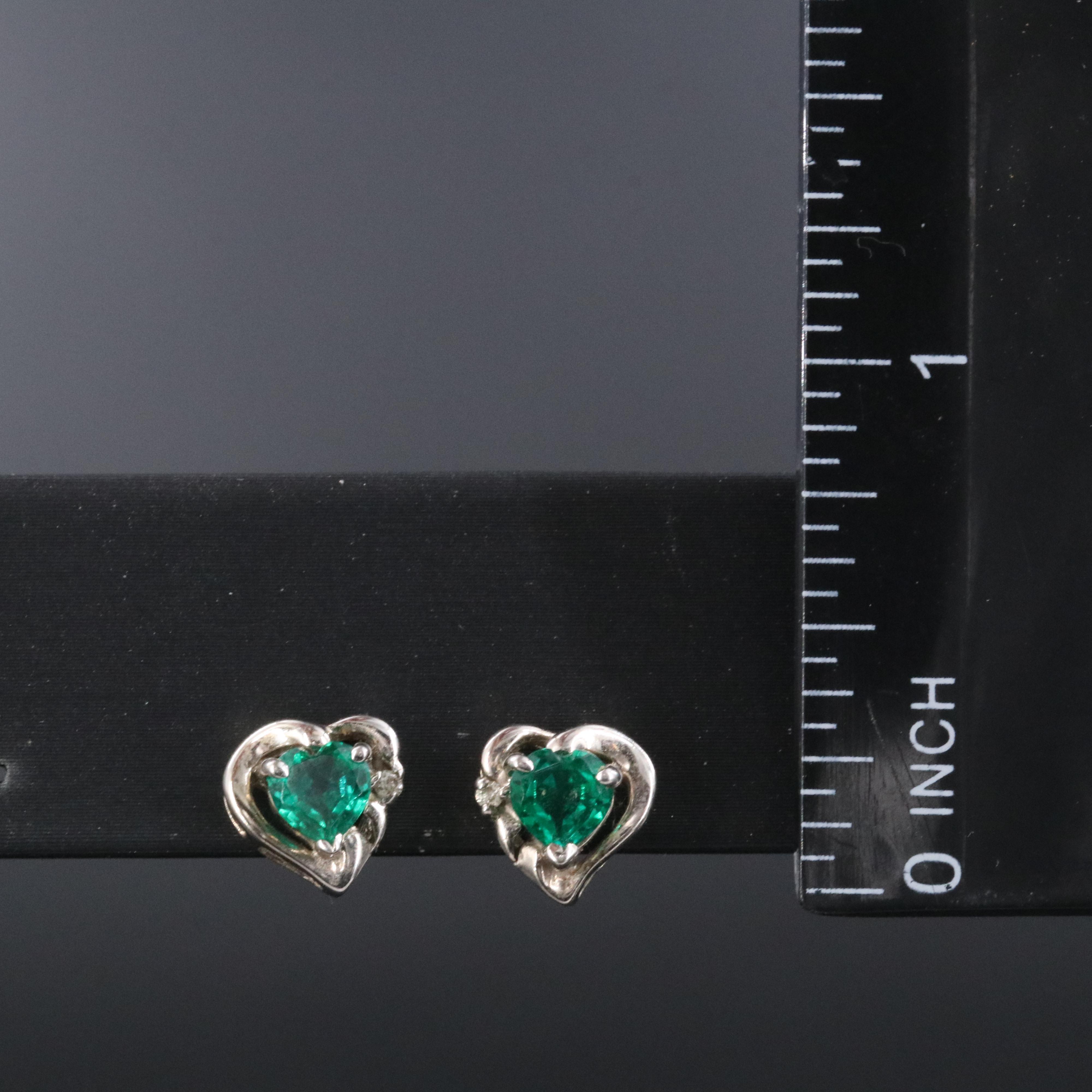 14K Emerald, Sapphire, and Diamond Earrings