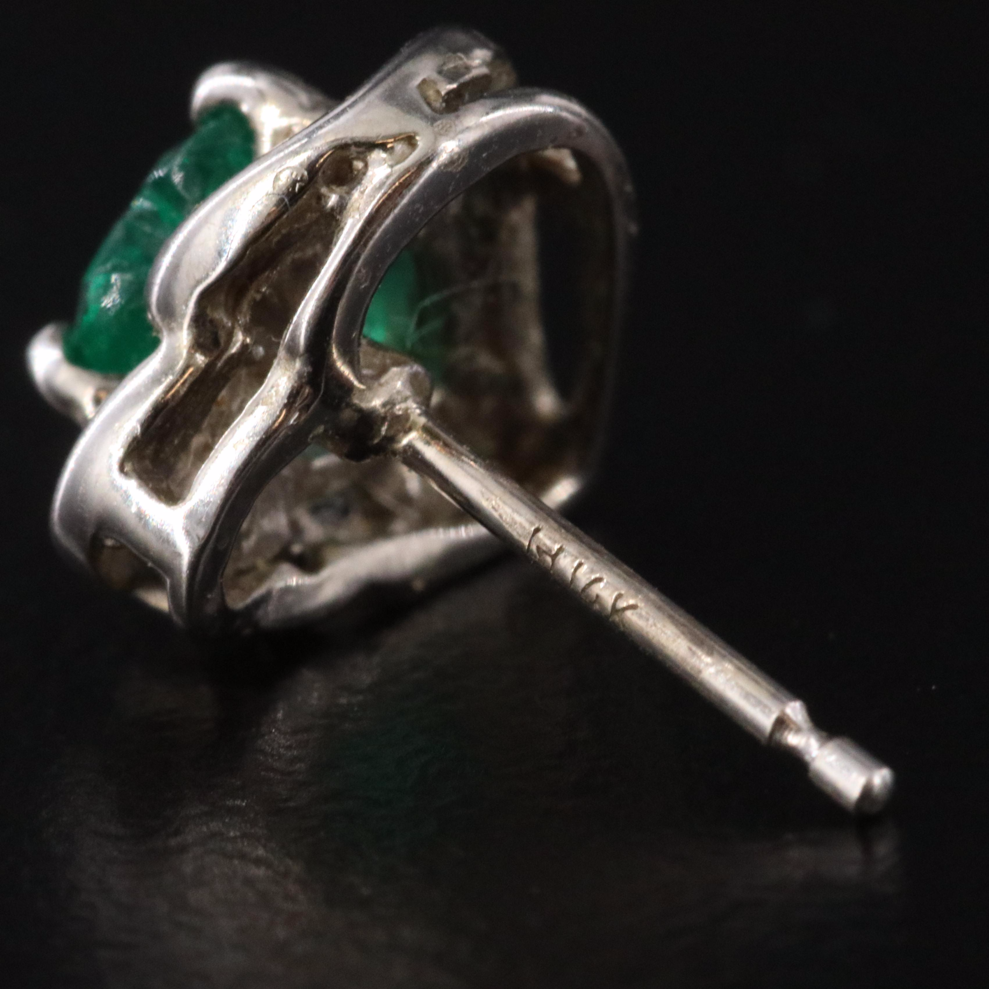 14K Emerald, Sapphire, and Diamond Earrings