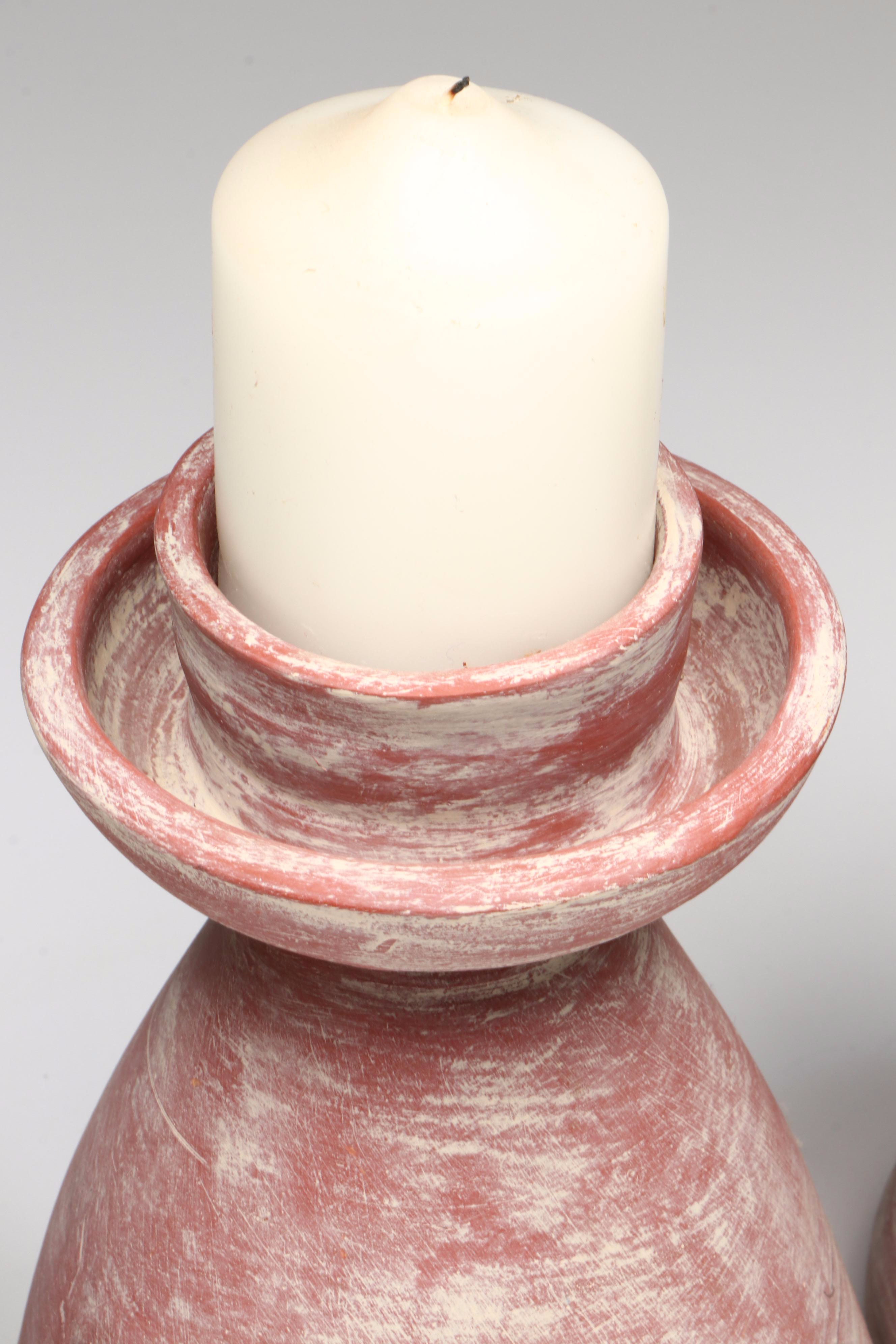 Rustic Unglazed Ceramic Candle Holders
