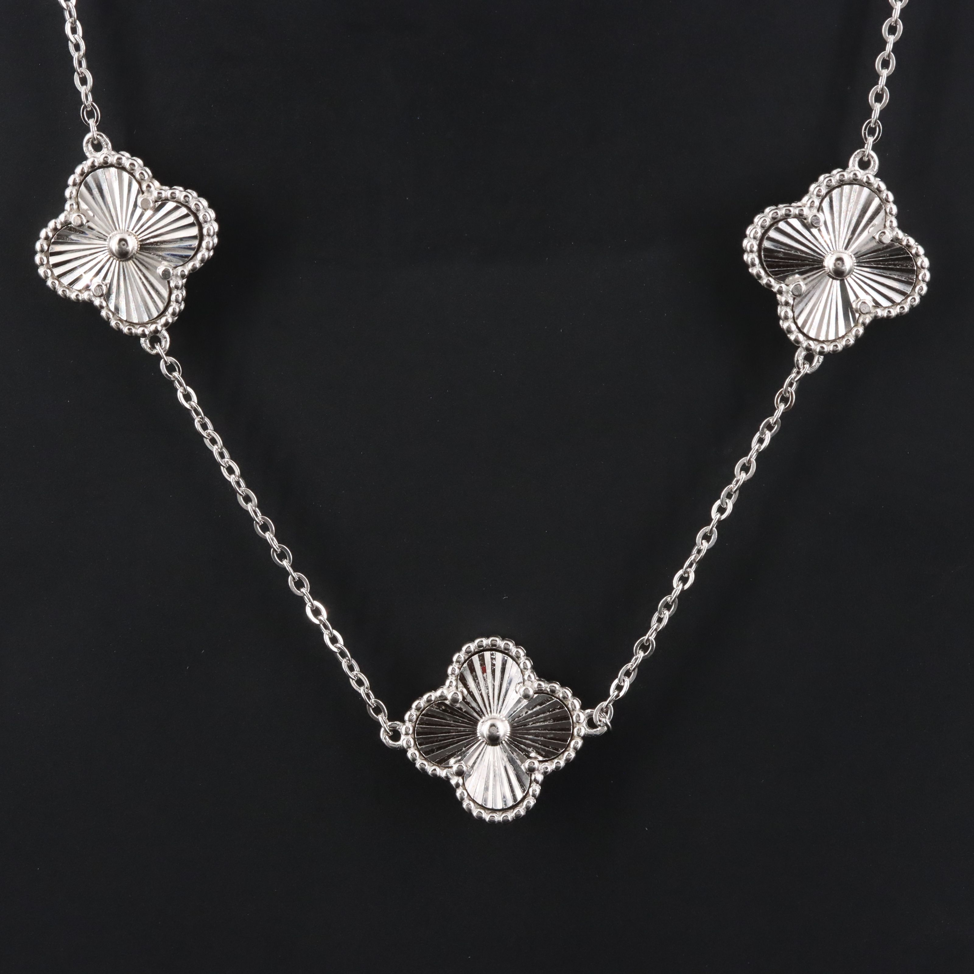 Sterling Quatrefoil Station Necklace