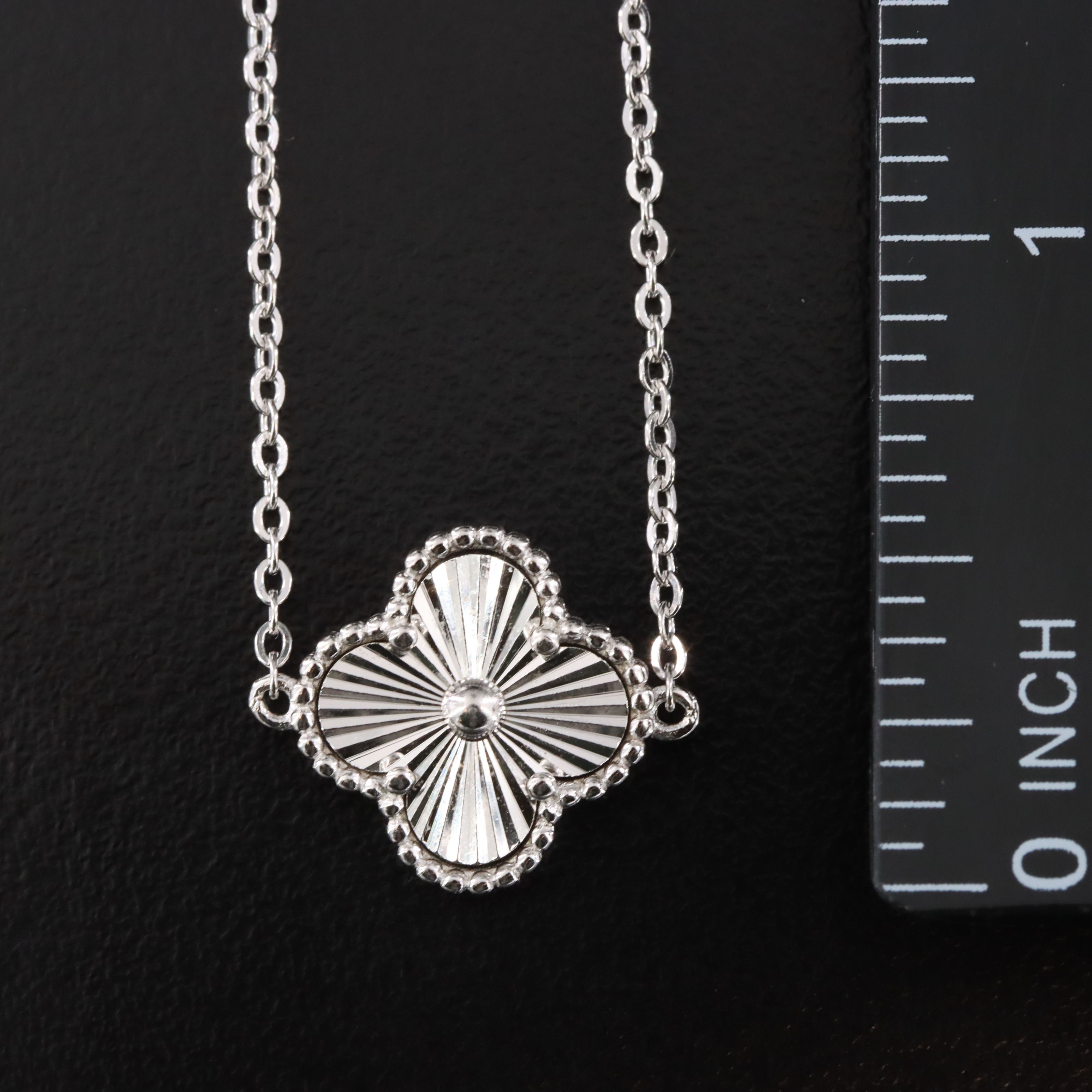 Sterling Quatrefoil Station Necklace