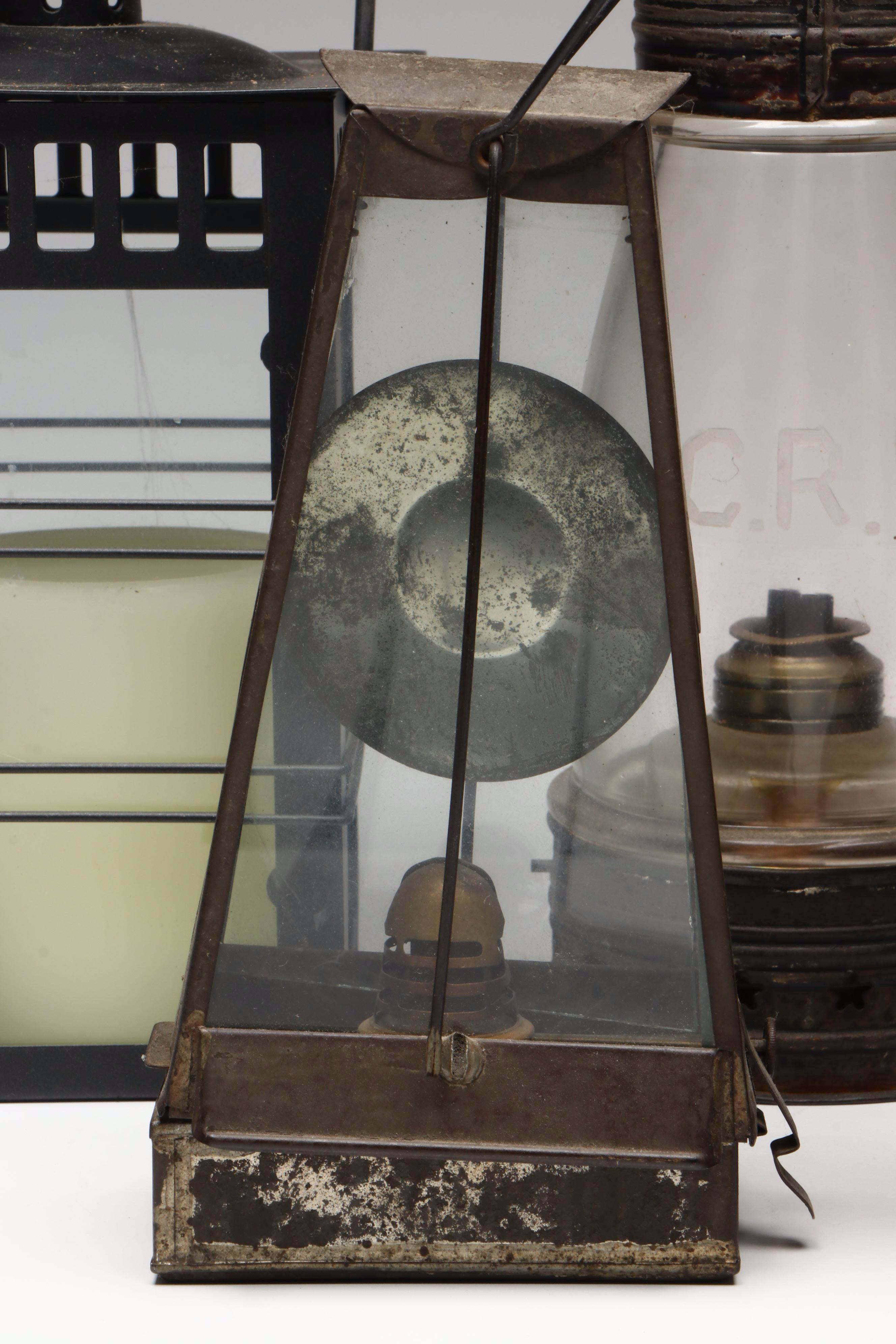 Whale Oil Lantern with More Oil and Candle Lanterns