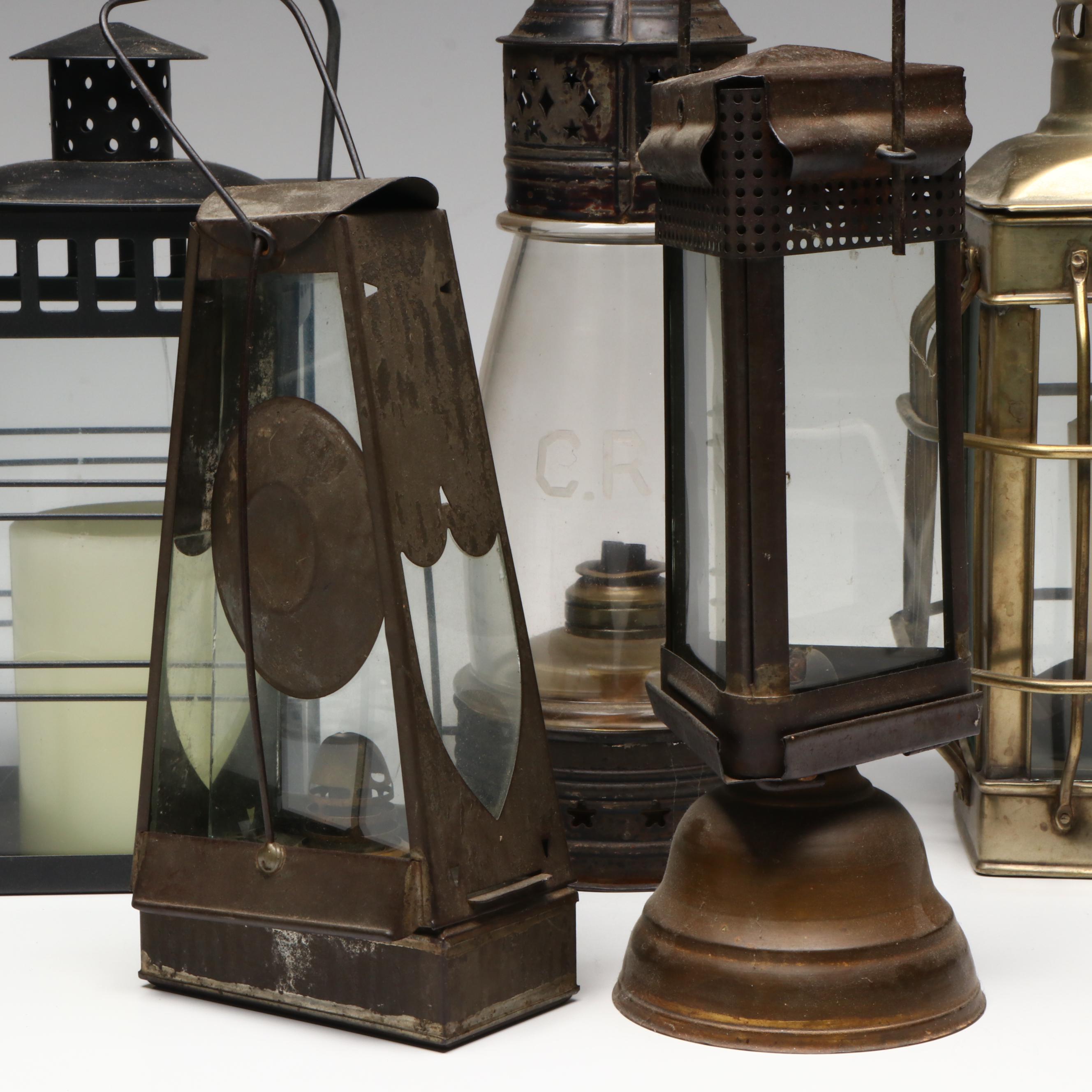 Whale Oil Lantern with More Oil and Candle Lanterns