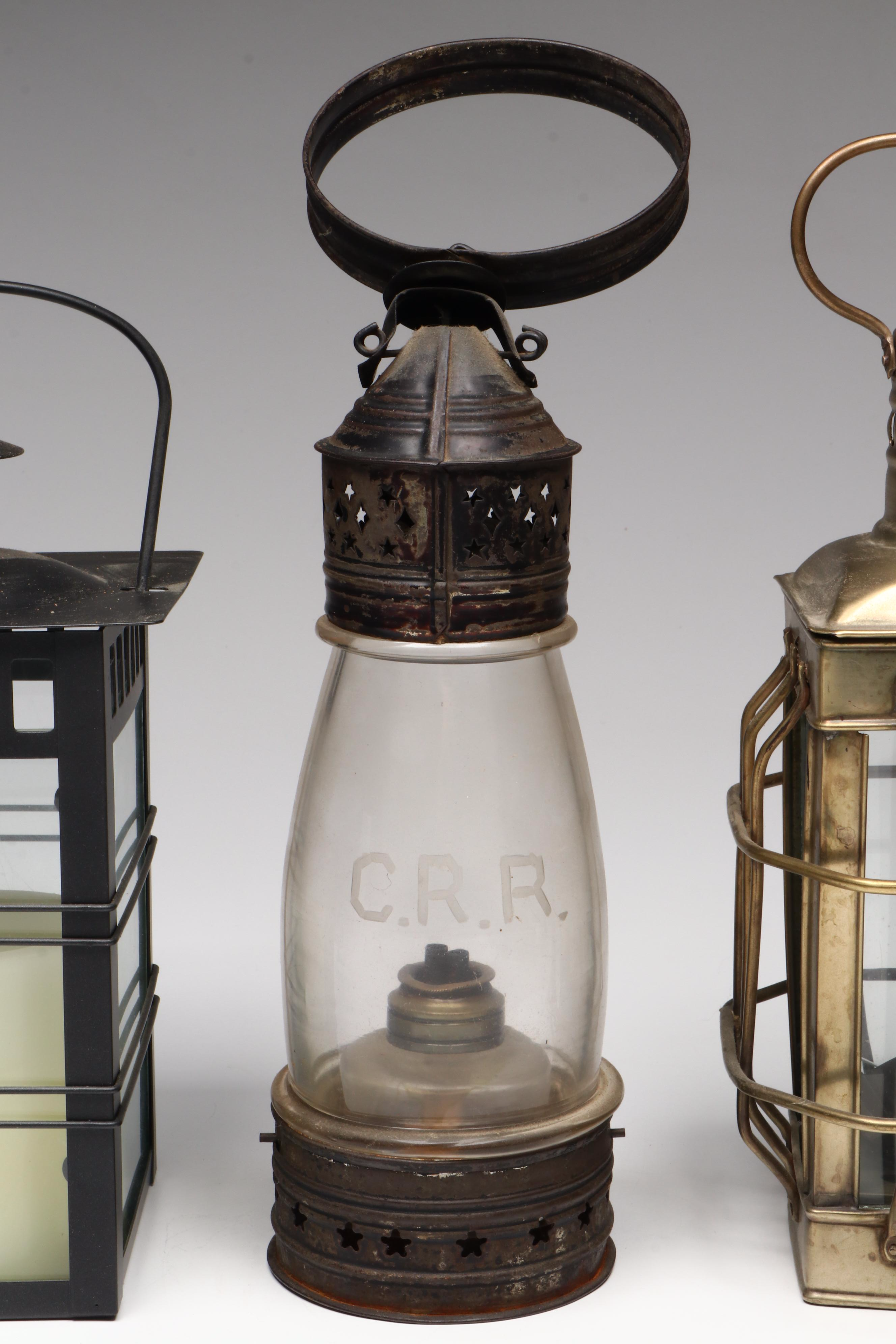 Whale Oil Lantern with More Oil and Candle Lanterns