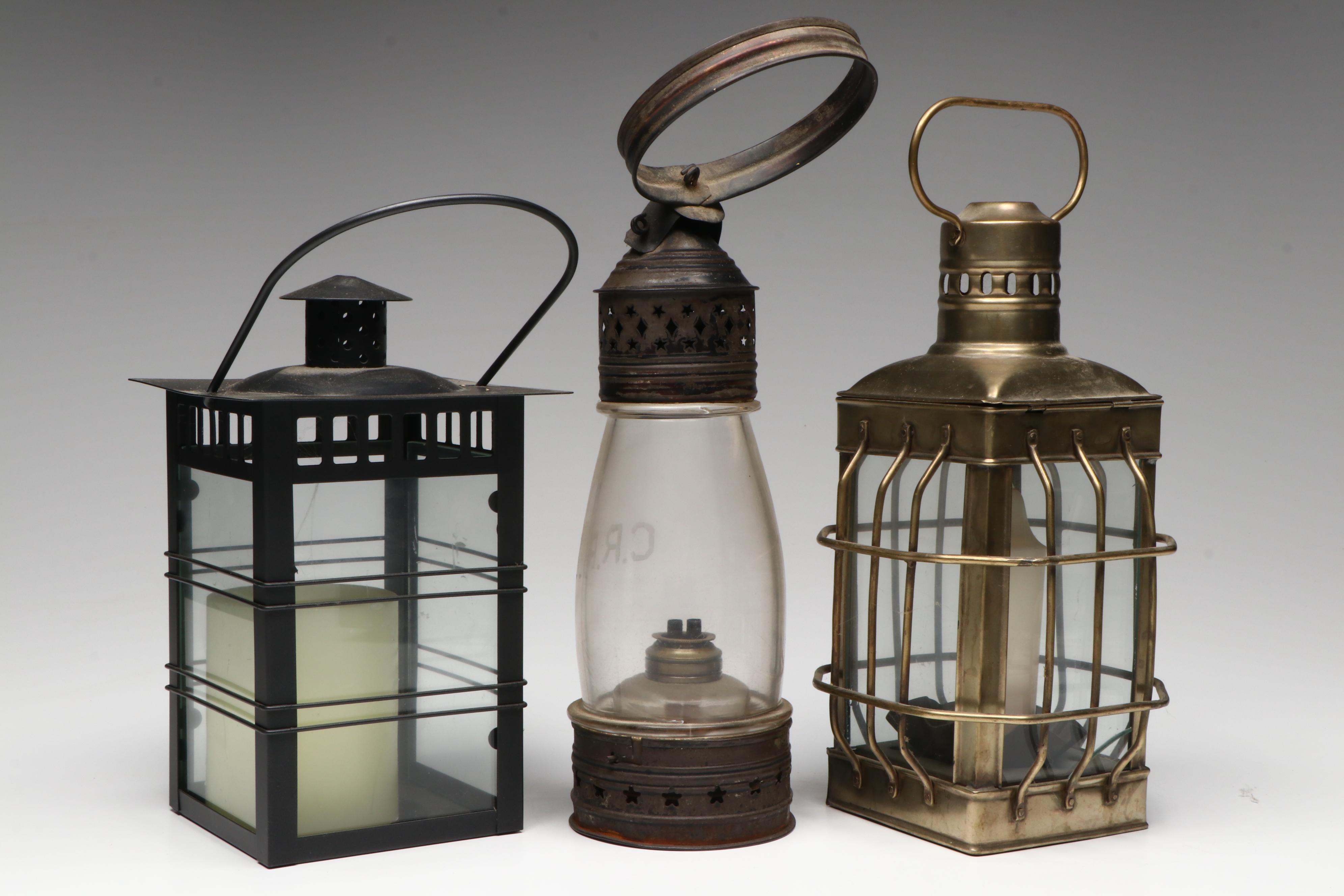 Whale Oil Lantern with More Oil and Candle Lanterns