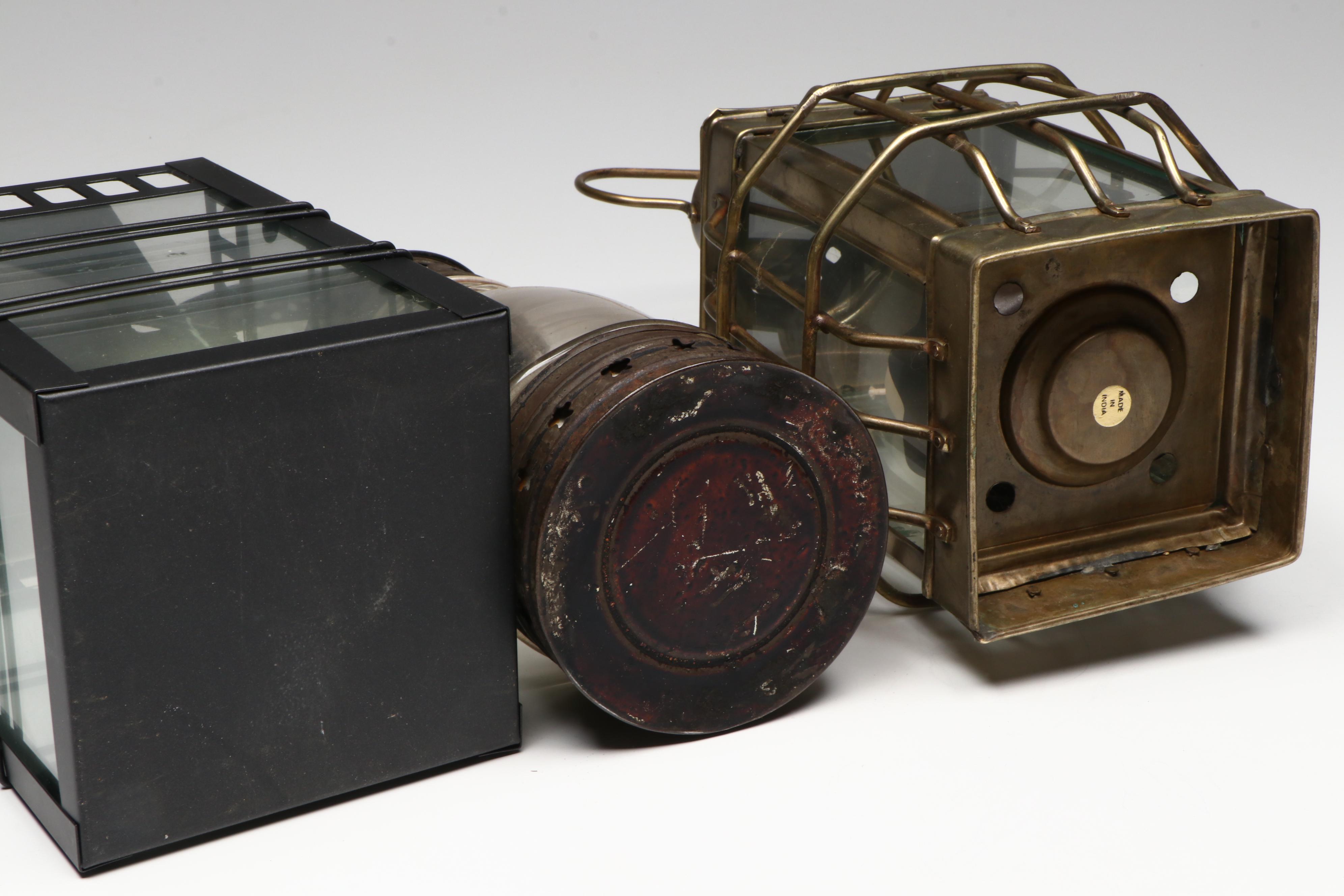 Whale Oil Lantern with More Oil and Candle Lanterns