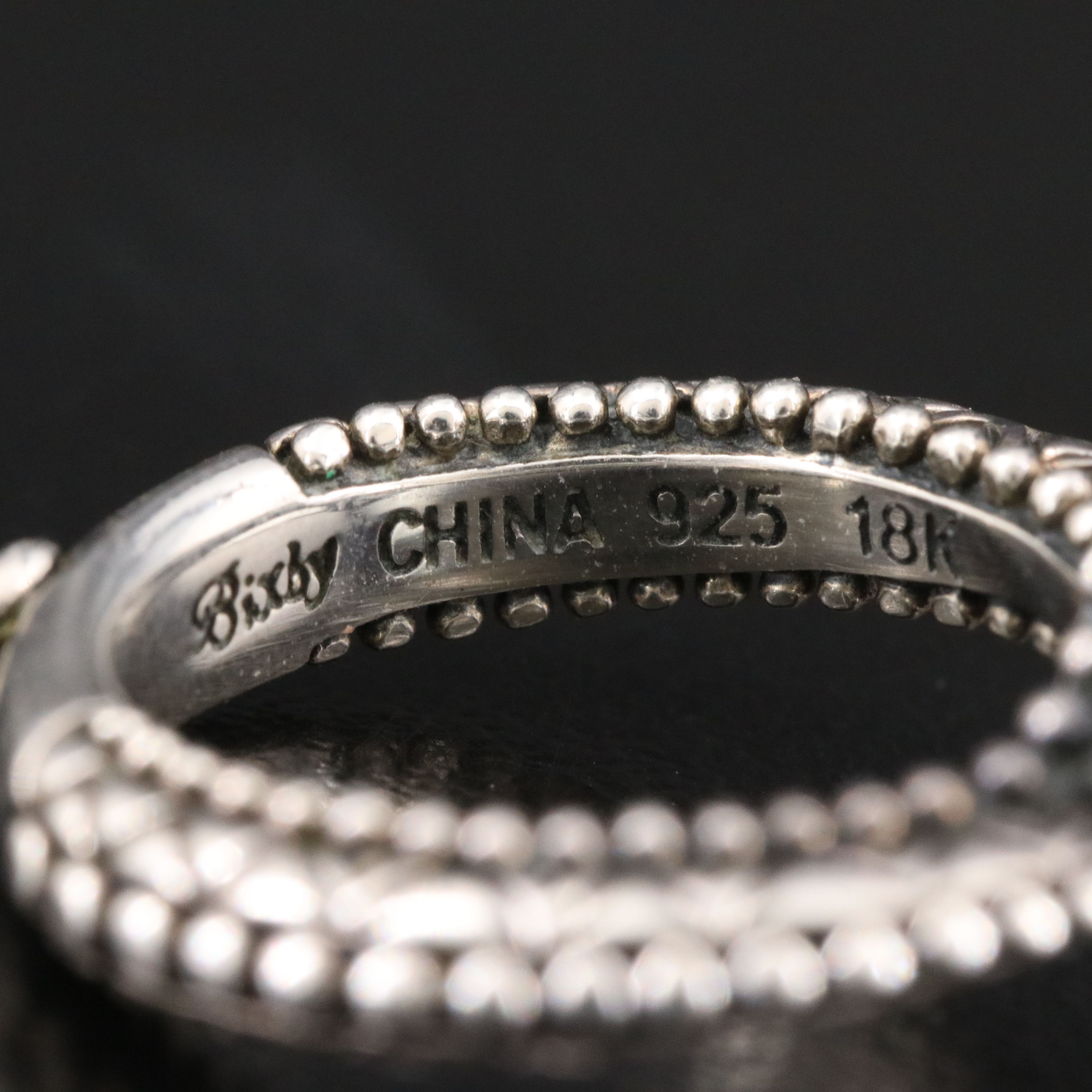 Barbara Bixby Sterling Rhodolite and Sapphire Ring with 18K Accent