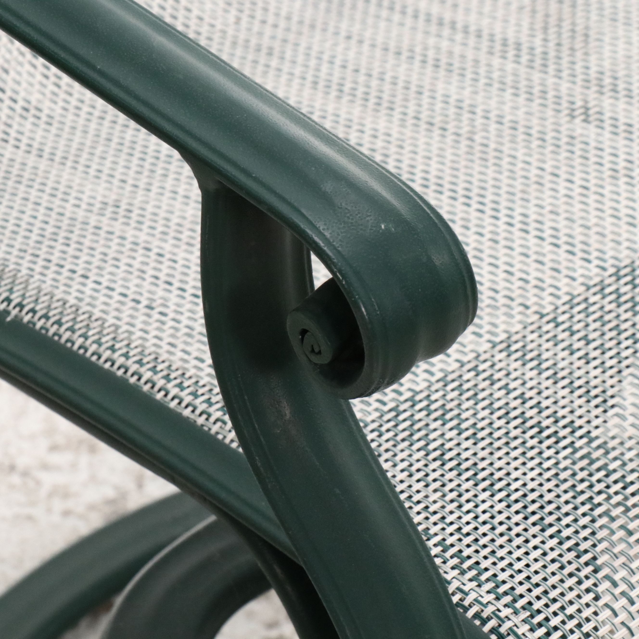 Pair of Brown Jordan Patio Chairs, Accent Table Base, and Ottoman