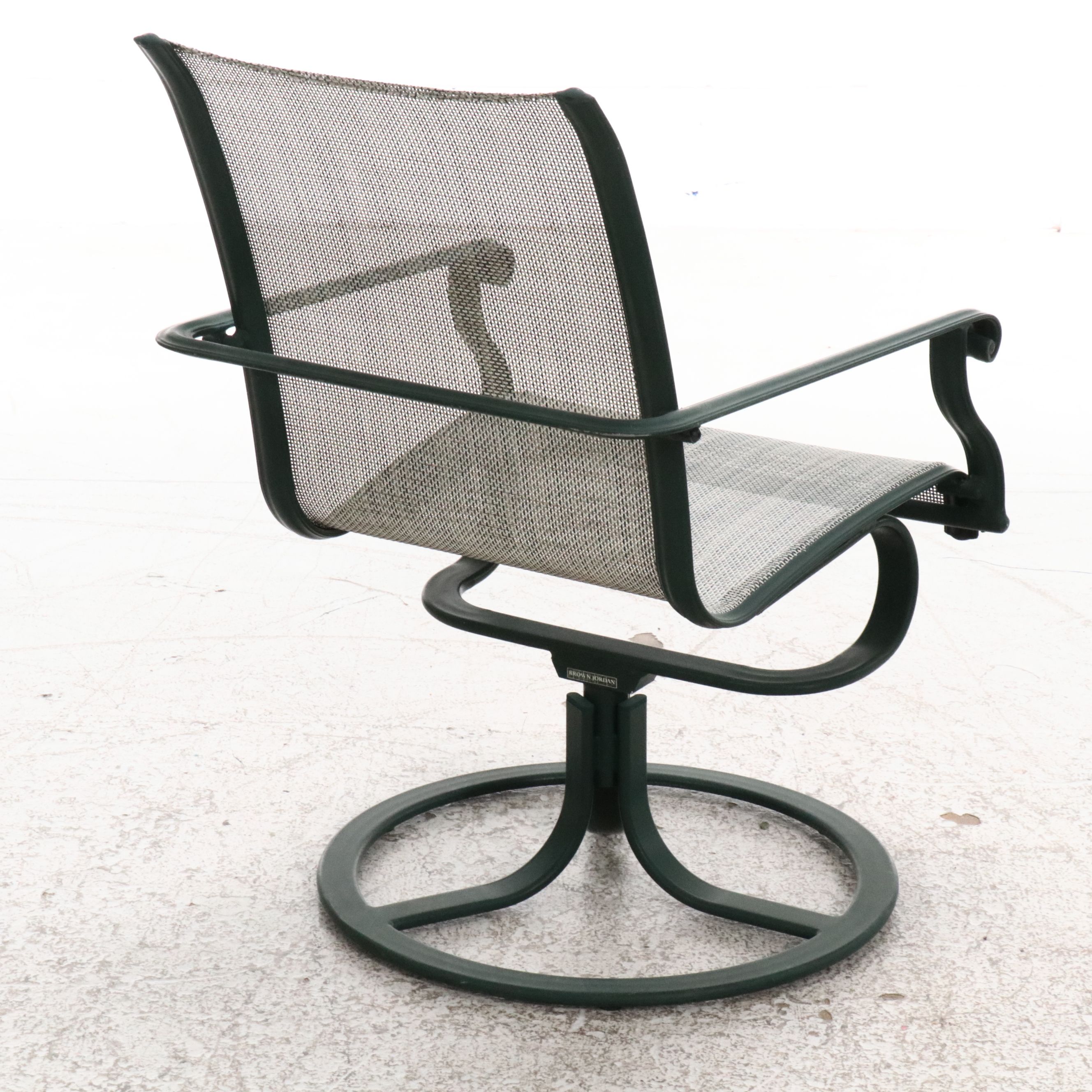 Pair of Brown Jordan Patio Chairs, Accent Table Base, and Ottoman