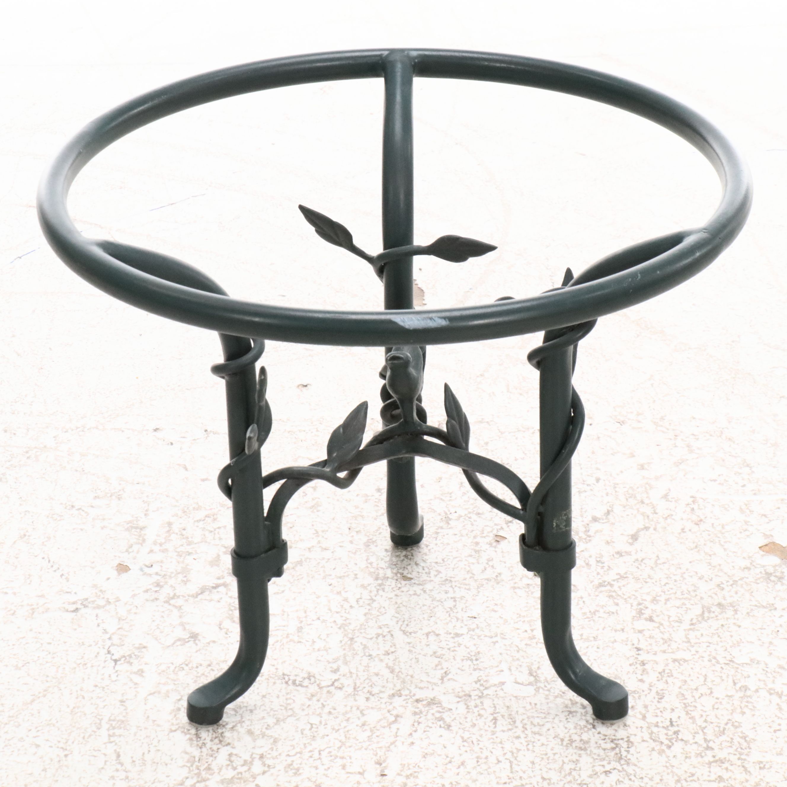 Pair of Brown Jordan Patio Chairs, Accent Table Base, and Ottoman