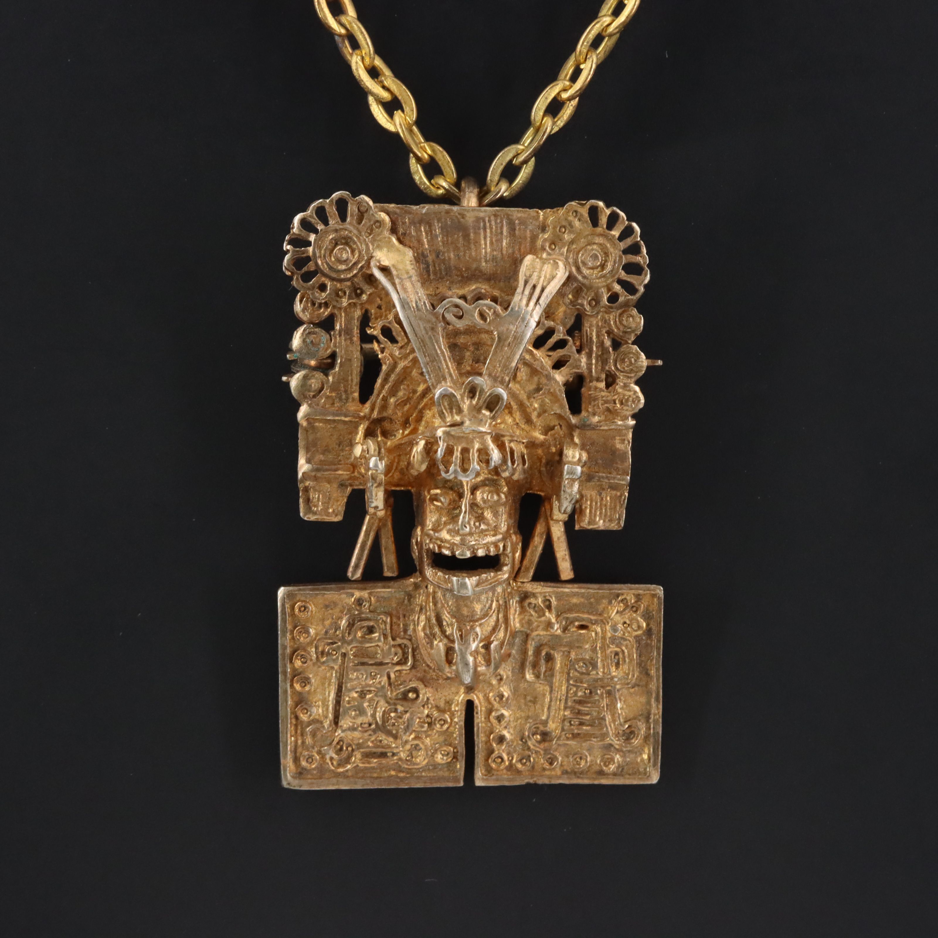 Pre-Columbian Style Sterling Converter Pendant Necklace