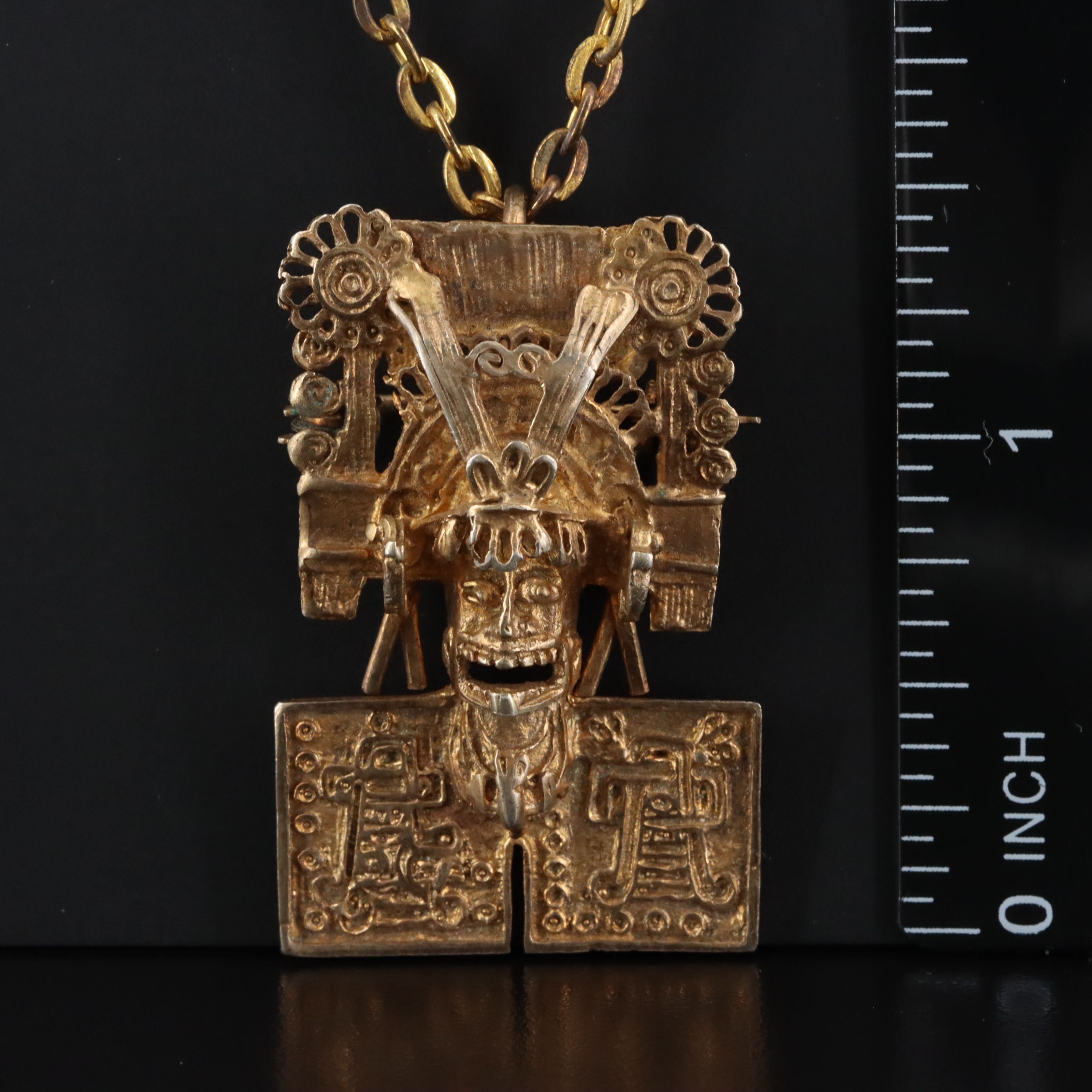 Pre-Columbian Style Sterling Converter Pendant Necklace