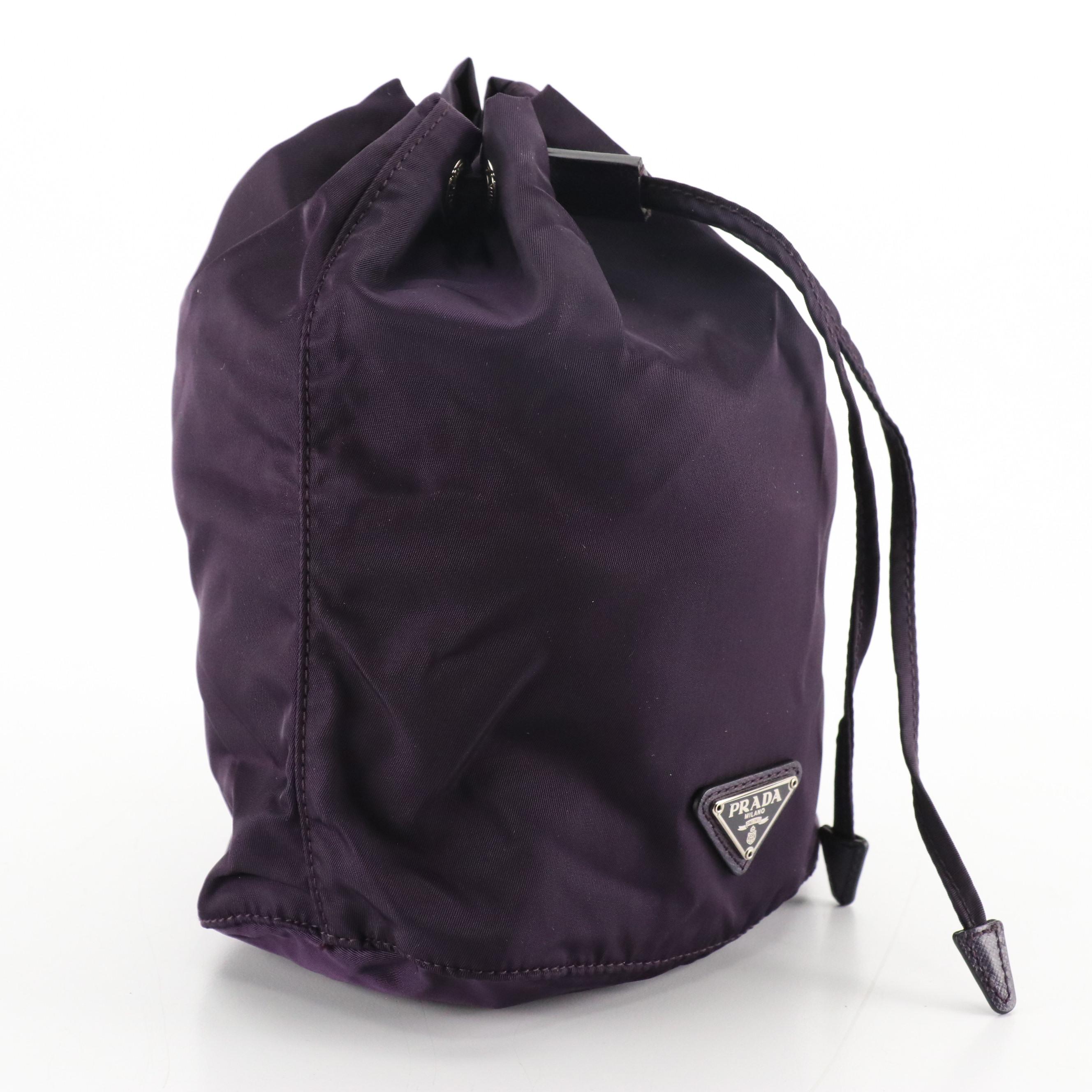 Prada Drawstring Pouch in Plum Purple Tessuto Nylon