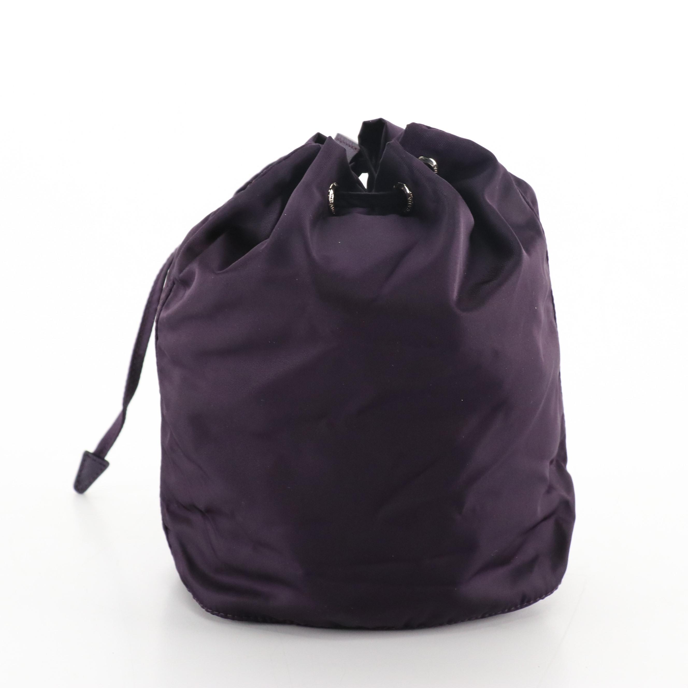 Prada Drawstring Pouch in Plum Purple Tessuto Nylon