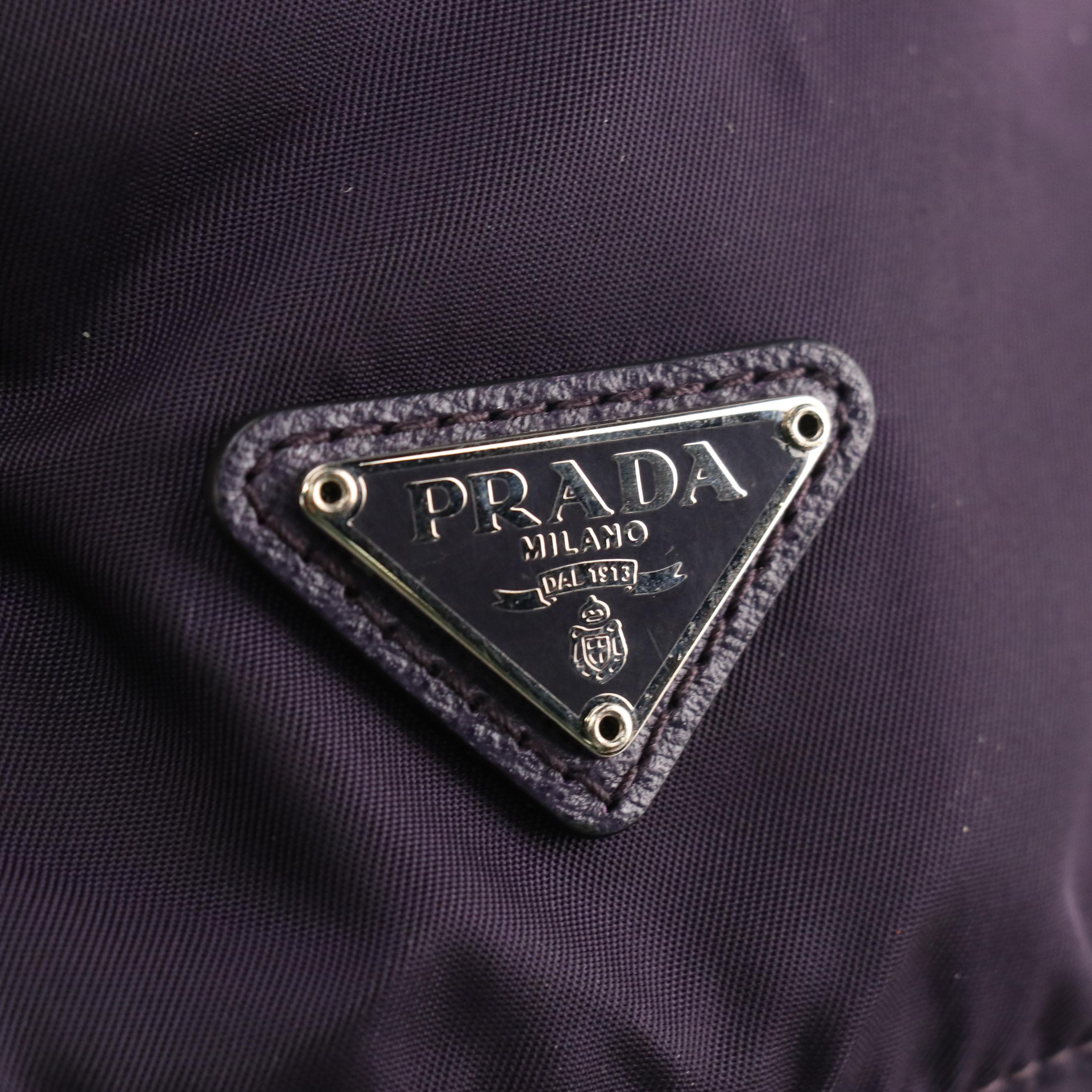 Prada Drawstring Pouch in Plum Purple Tessuto Nylon