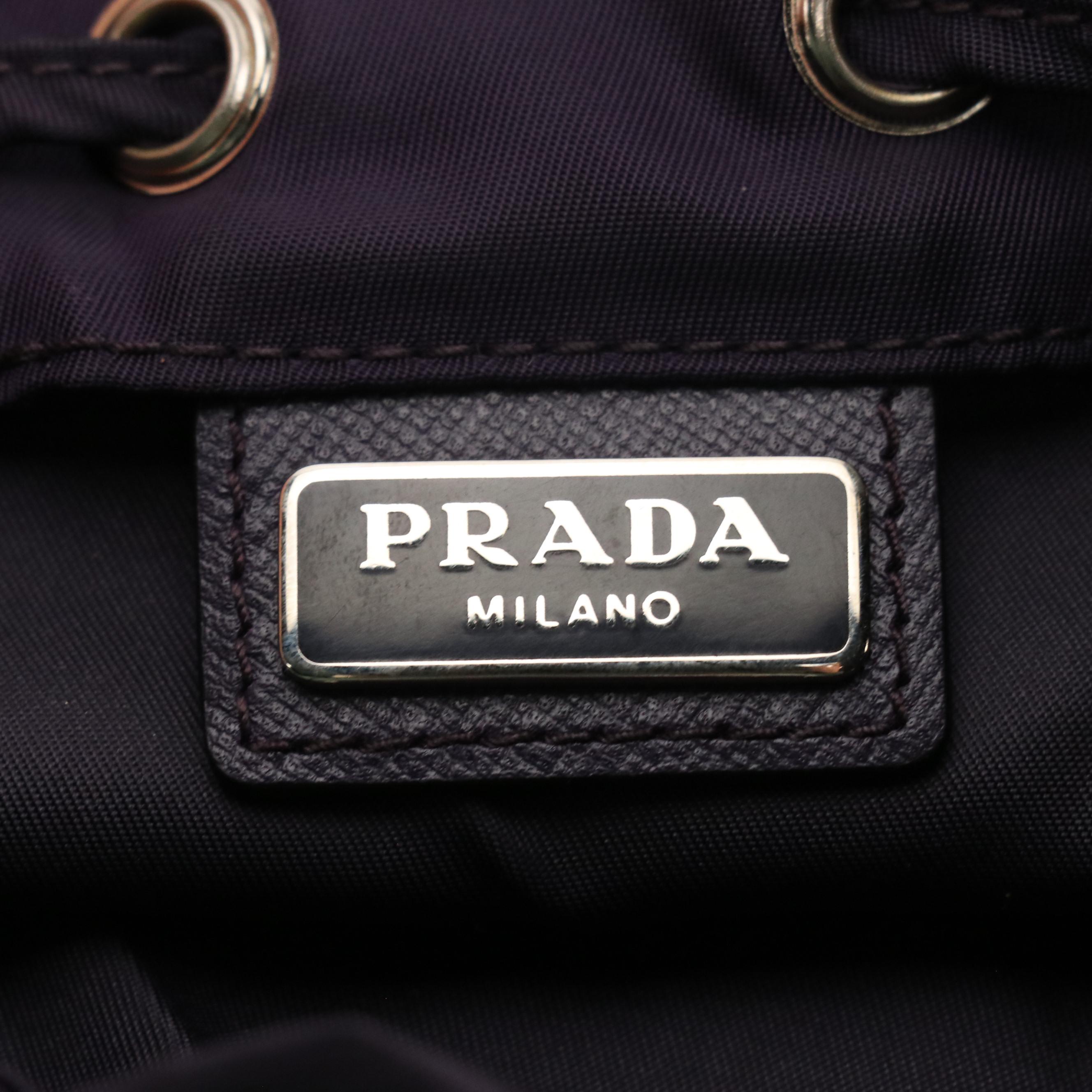 Prada Drawstring Pouch in Plum Purple Tessuto Nylon