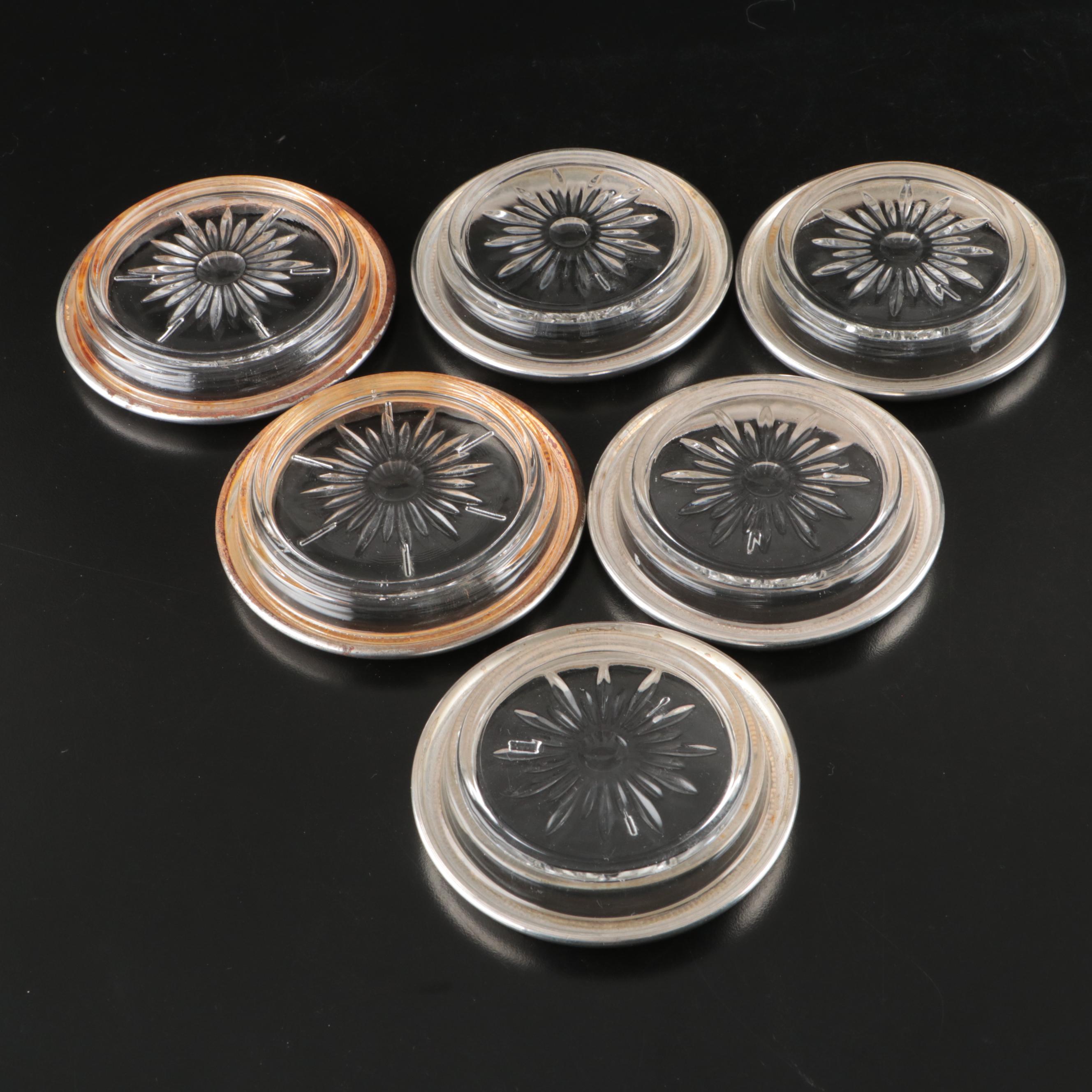 Crown Sterling Silver and Italian Silver Plate Coasters with Ronson Lighter