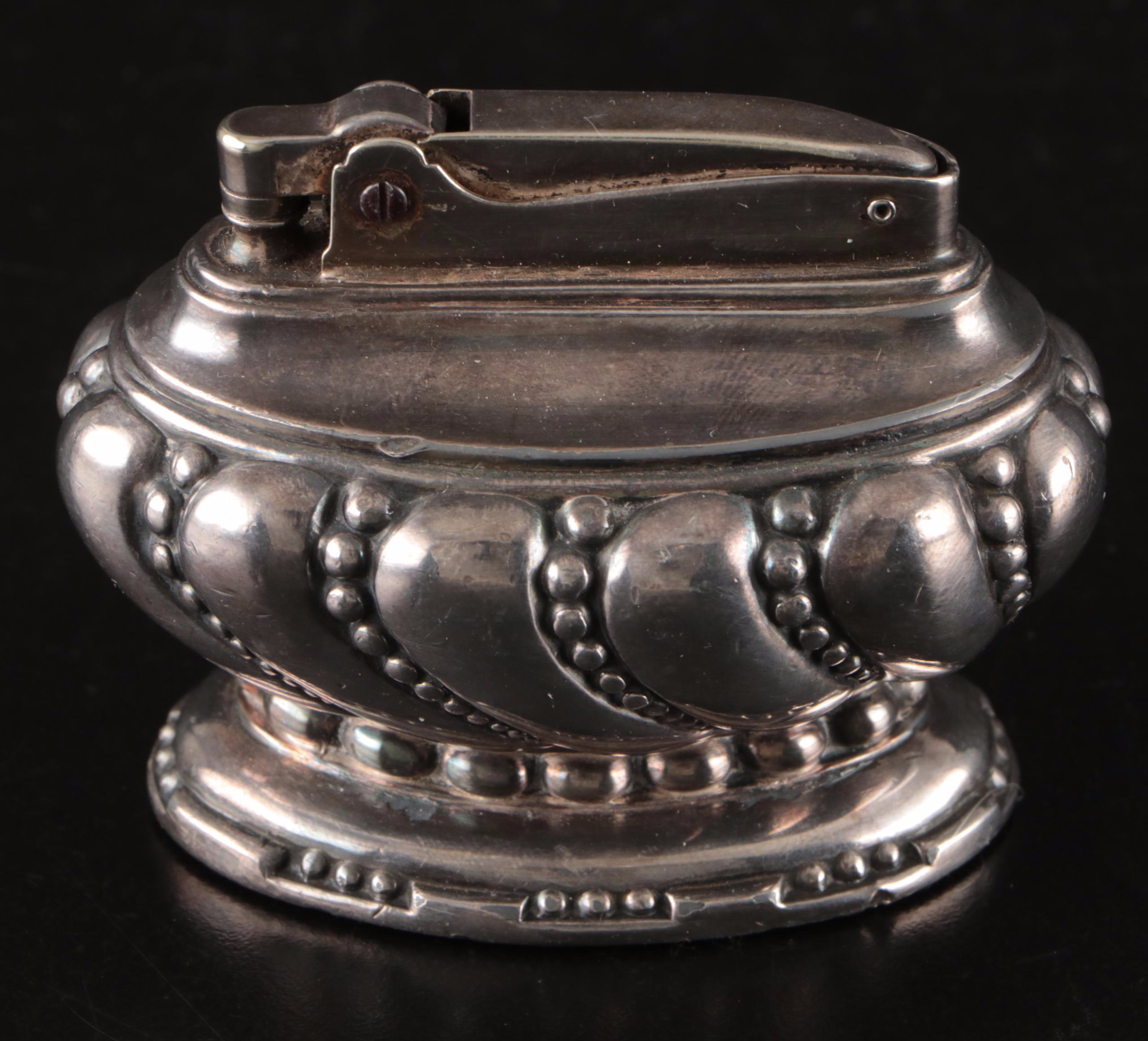 Crown Sterling Silver and Italian Silver Plate Coasters with Ronson Lighter