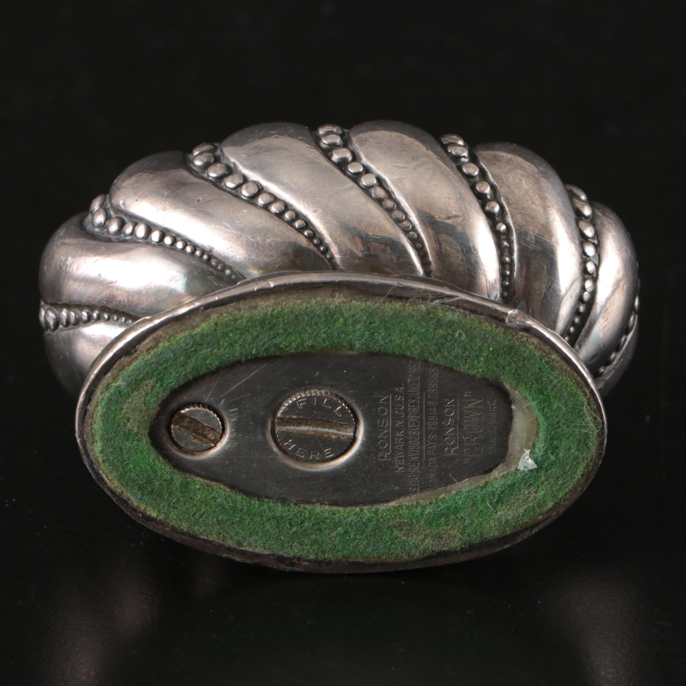 Crown Sterling Silver and Italian Silver Plate Coasters with Ronson Lighter