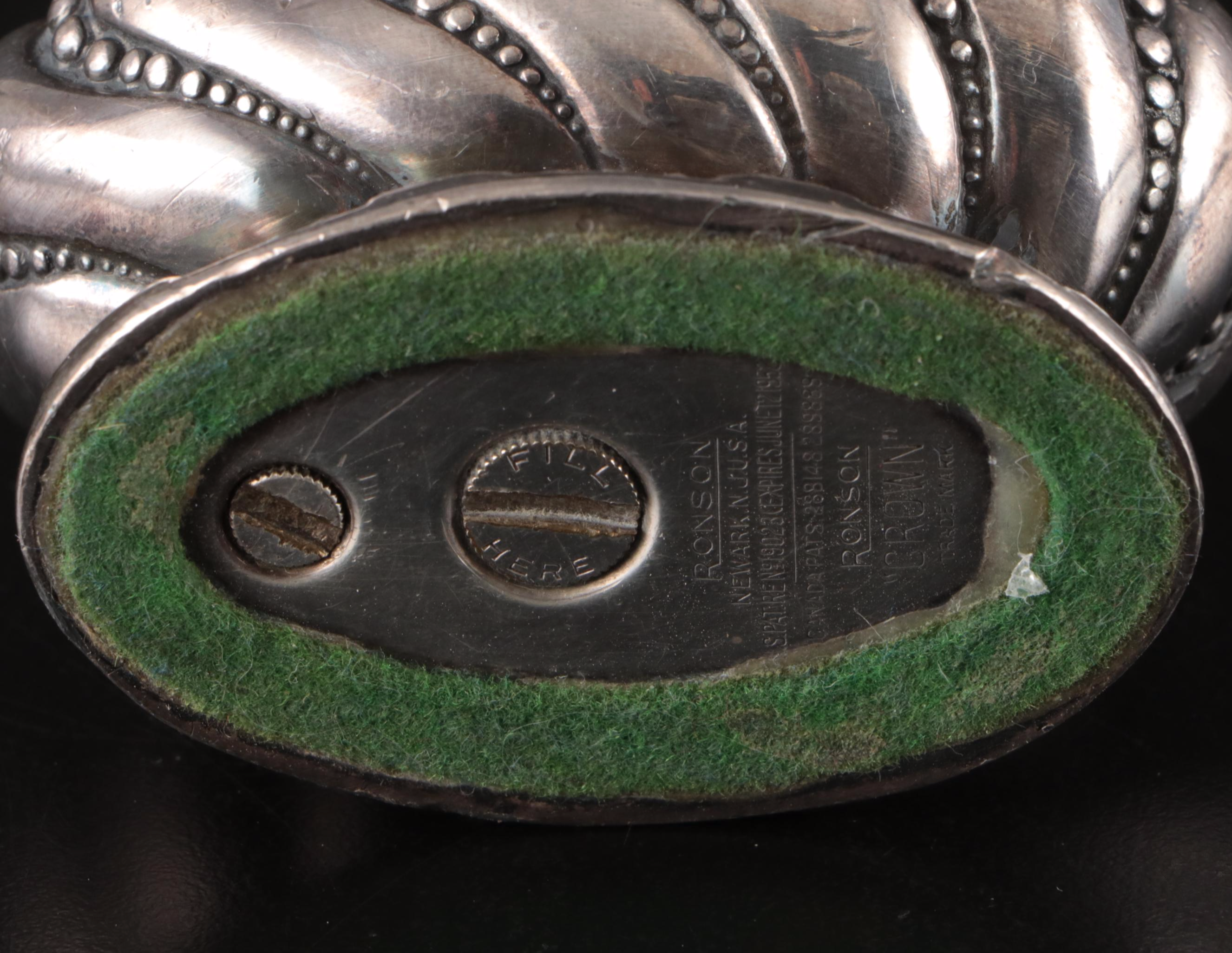 Crown Sterling Silver and Italian Silver Plate Coasters with Ronson Lighter