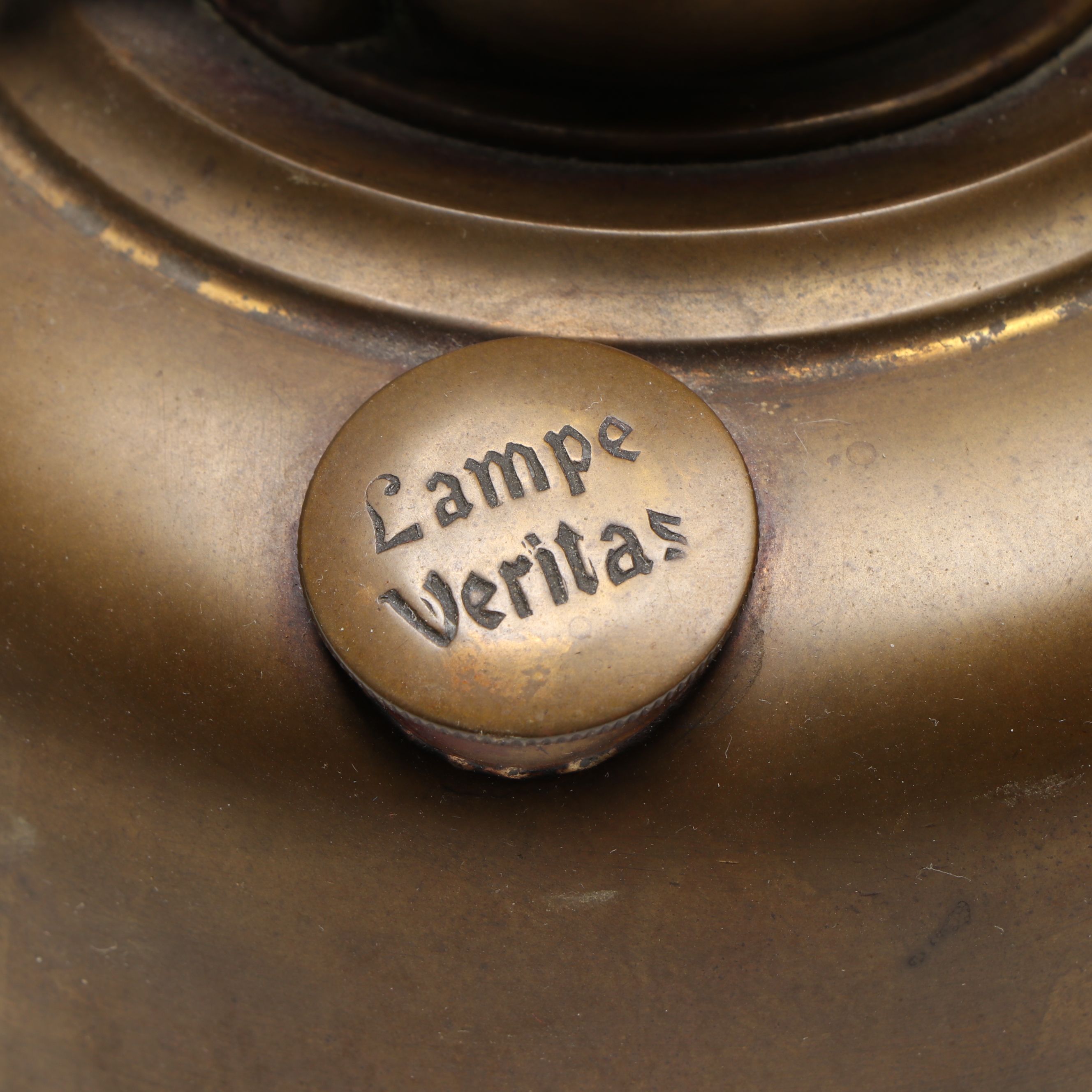 Veritas Brass Hanging Oil Lamp with Milk Glass Shade