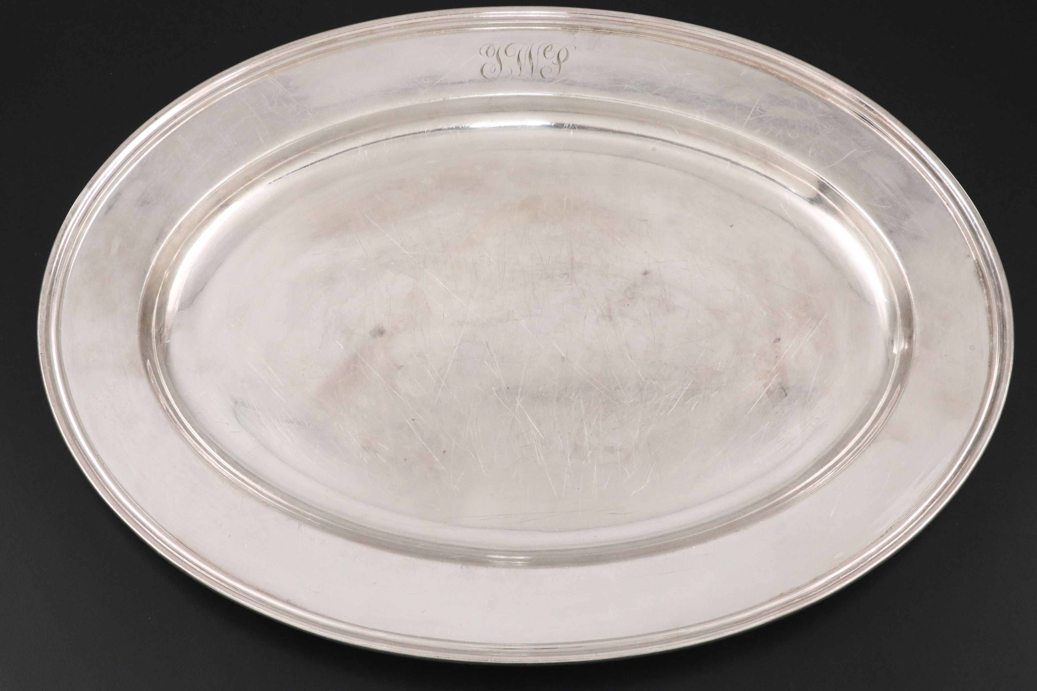 Reed & Barton Oval Serving Platter with Assorted Silver Plate Serveware