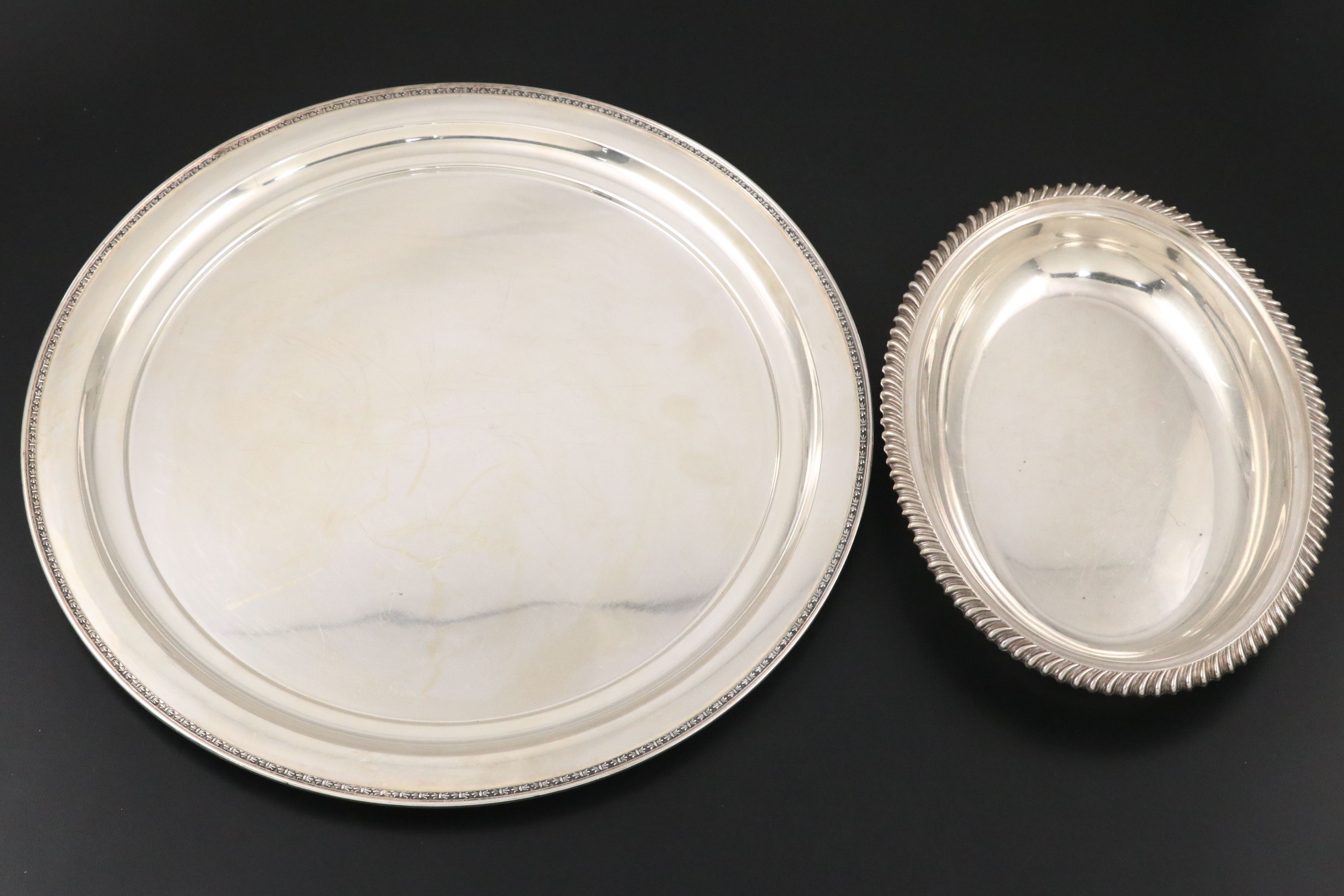 Reed & Barton Oval Serving Platter with Assorted Silver Plate Serveware