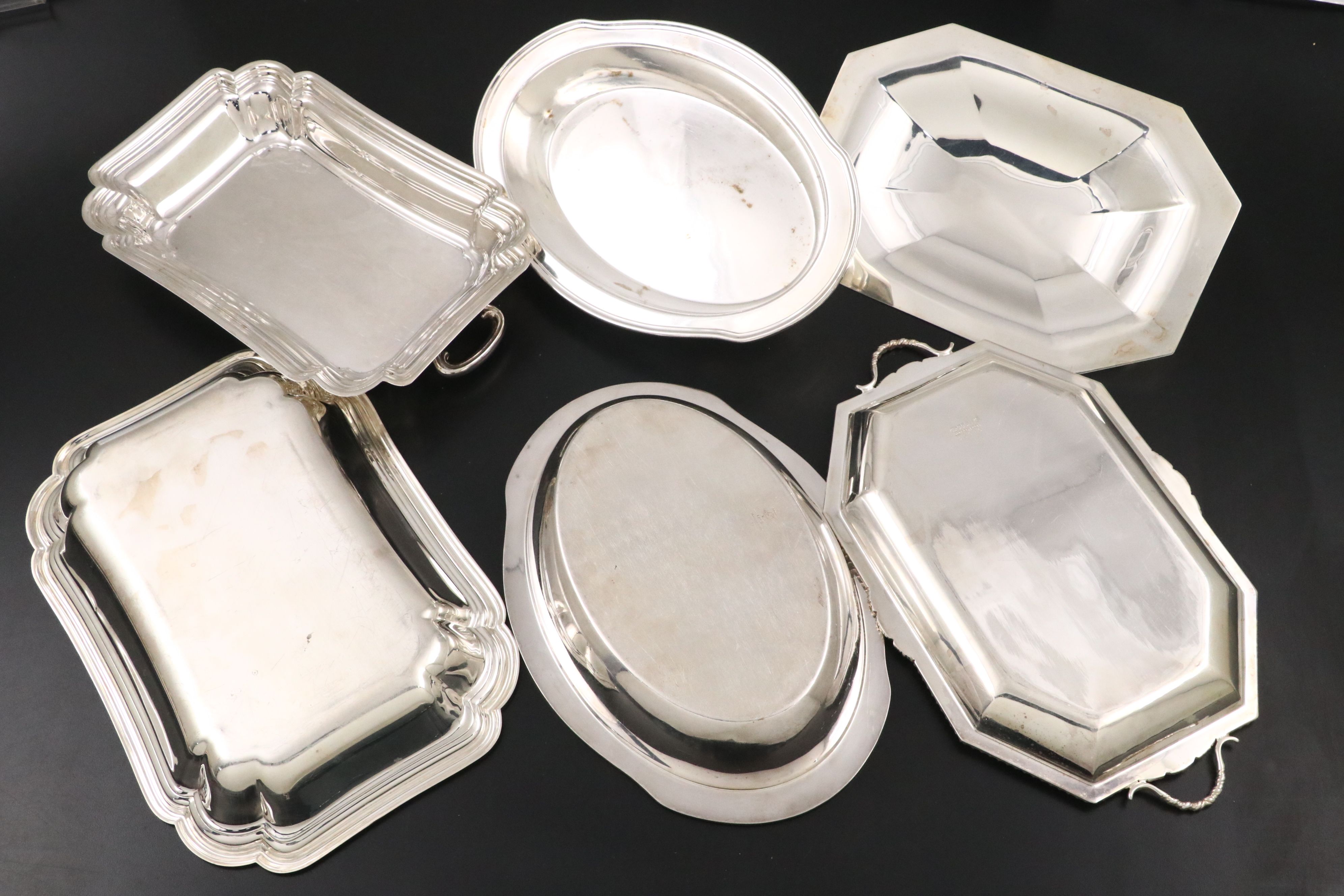 Reed & Barton Oval Serving Platter with Assorted Silver Plate Serveware