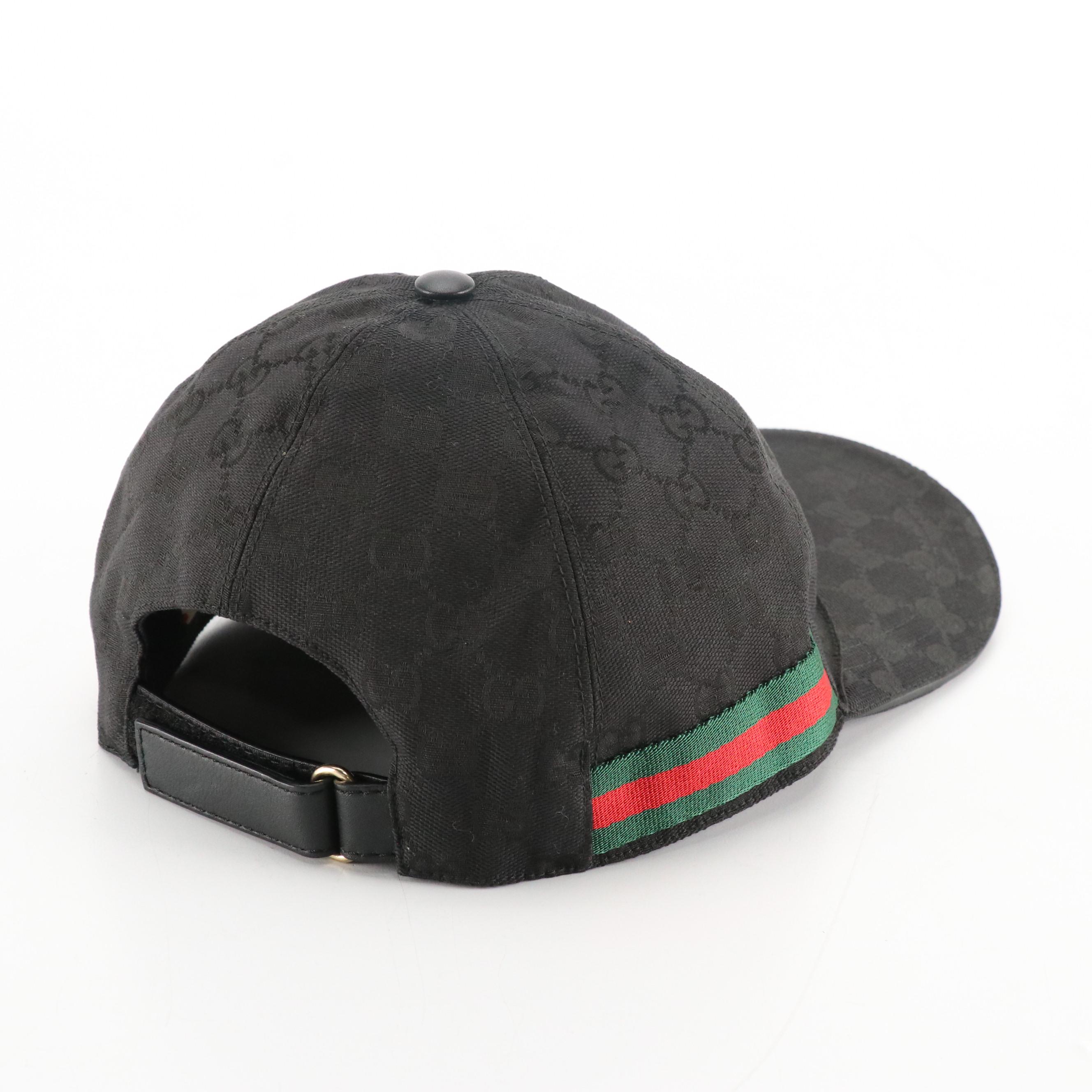 Gucci Black Web Striped Canvas Baseball Cap