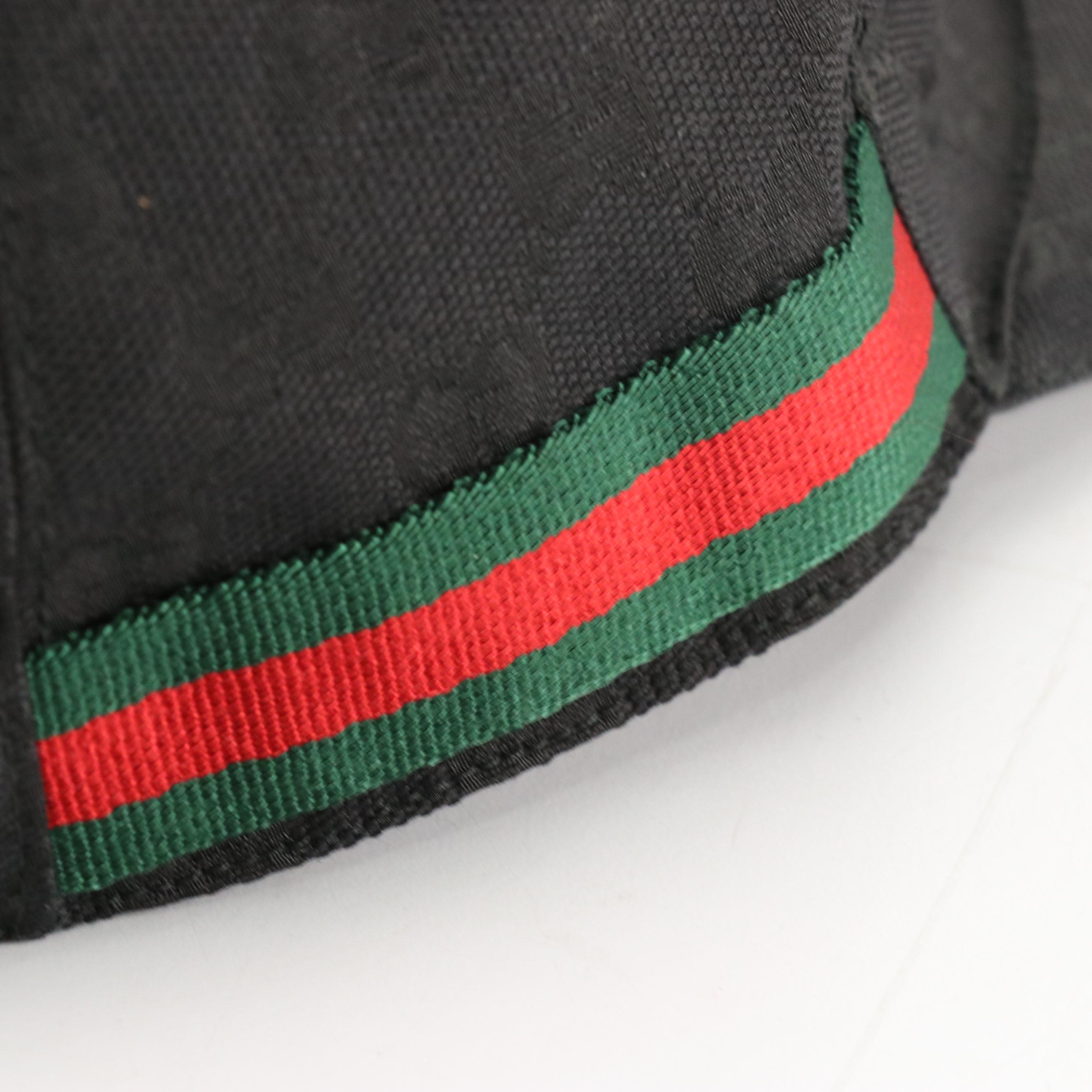 Gucci Black Web Striped Canvas Baseball Cap