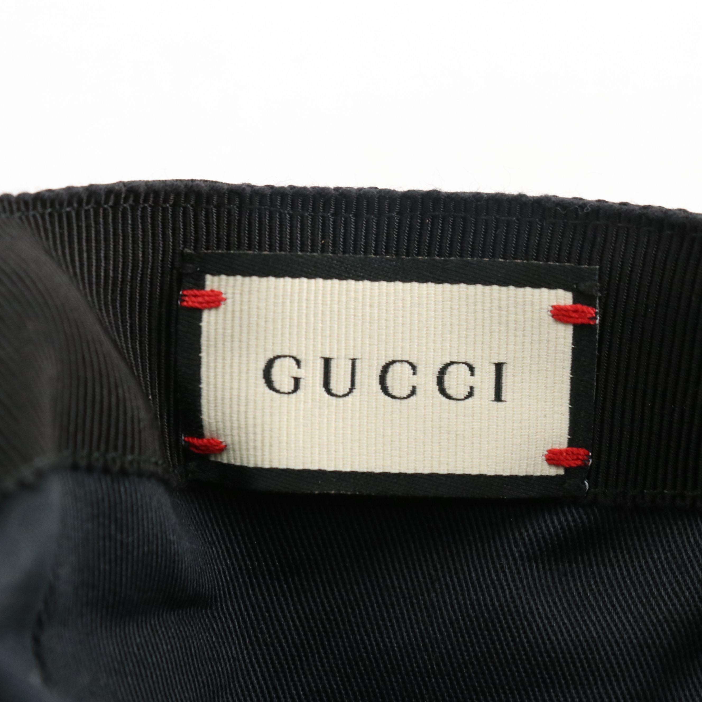 Gucci Black Web Striped Canvas Baseball Cap