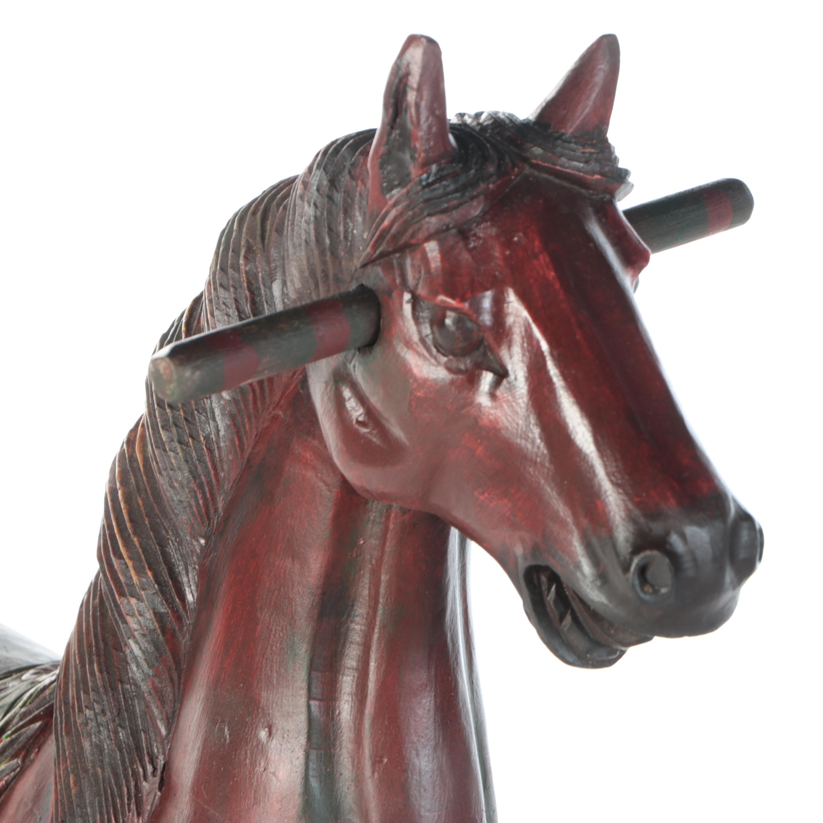 Victorian Style Wooden Rocking Horse, 20th Century