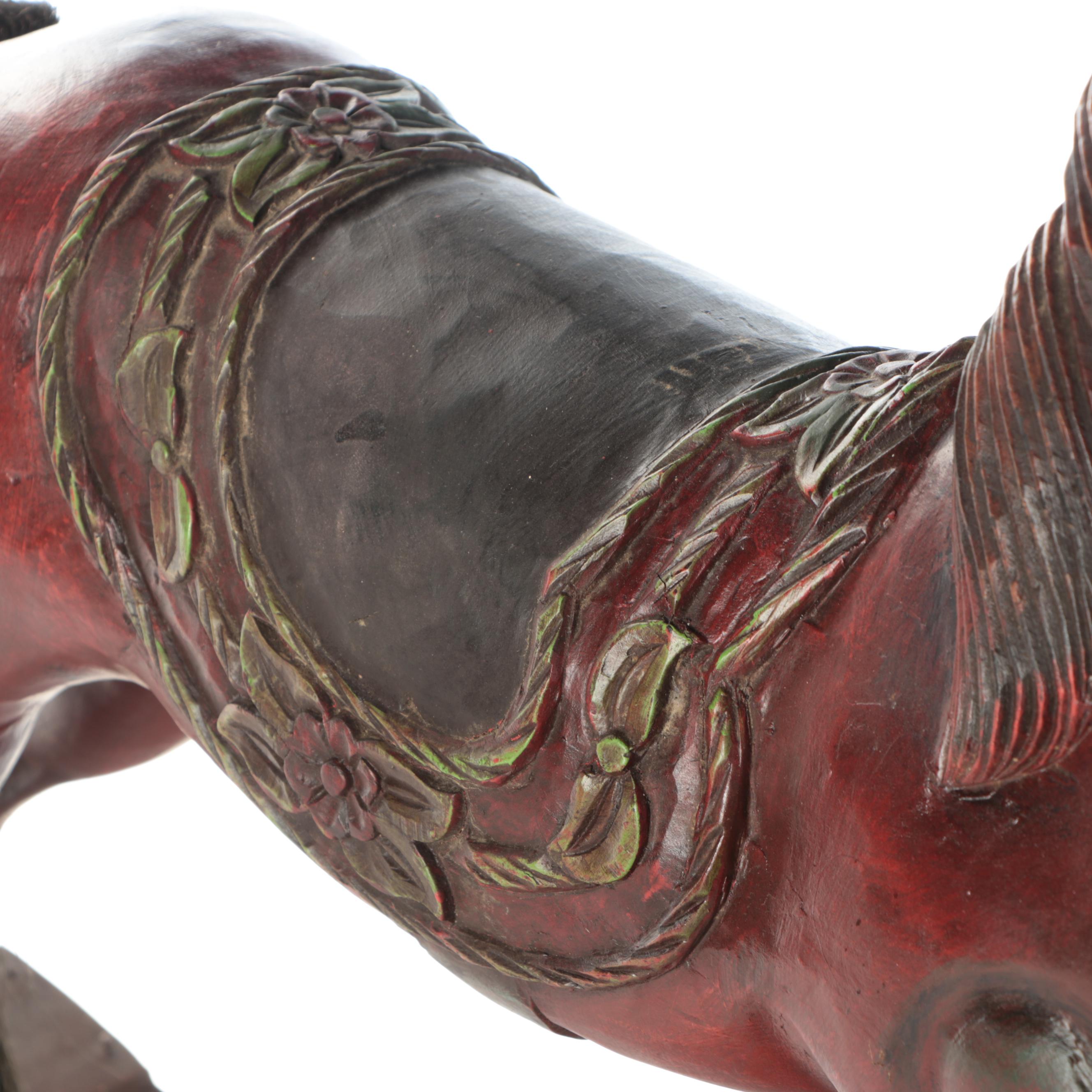 Victorian Style Wooden Rocking Horse, 20th Century