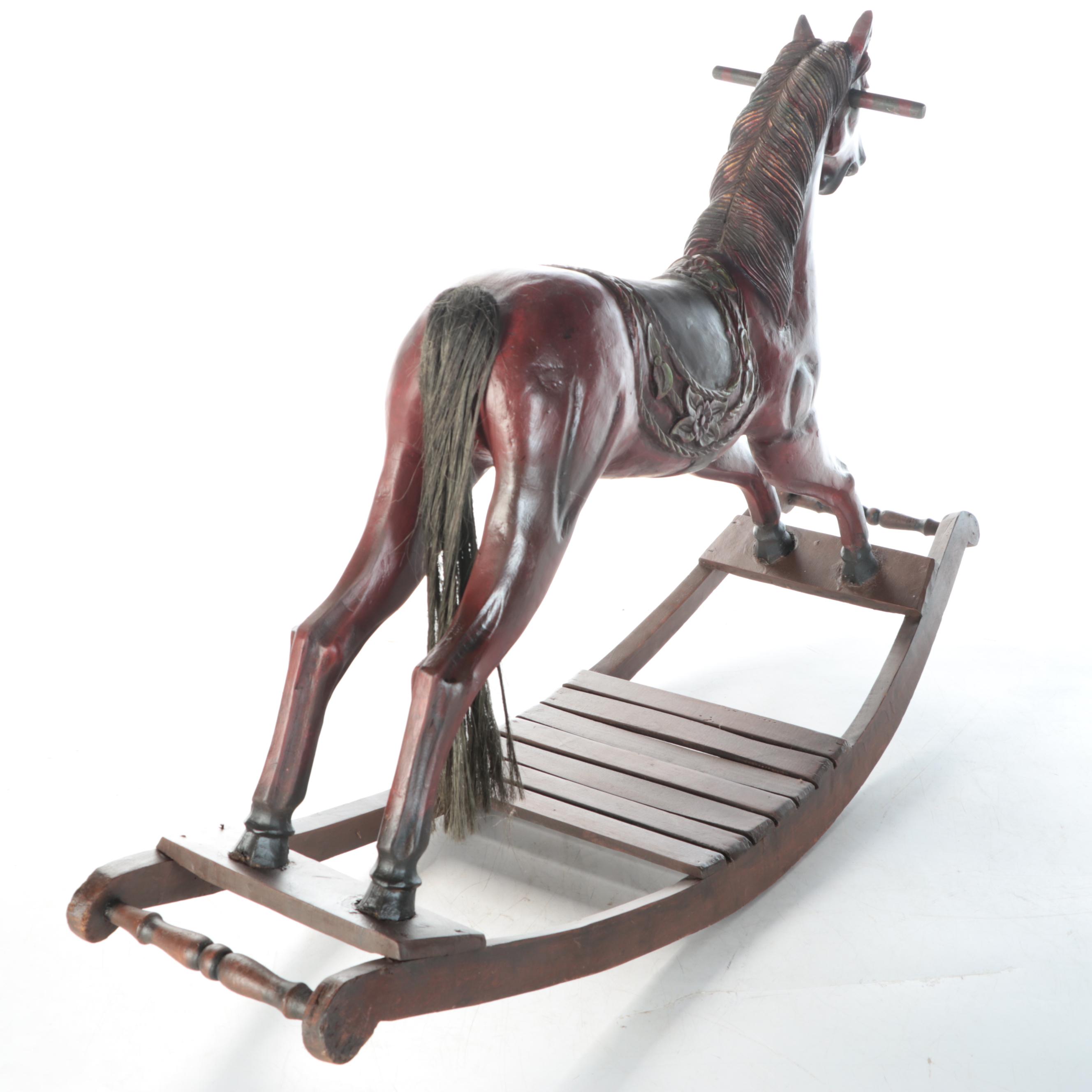 Victorian Style Wooden Rocking Horse, 20th Century