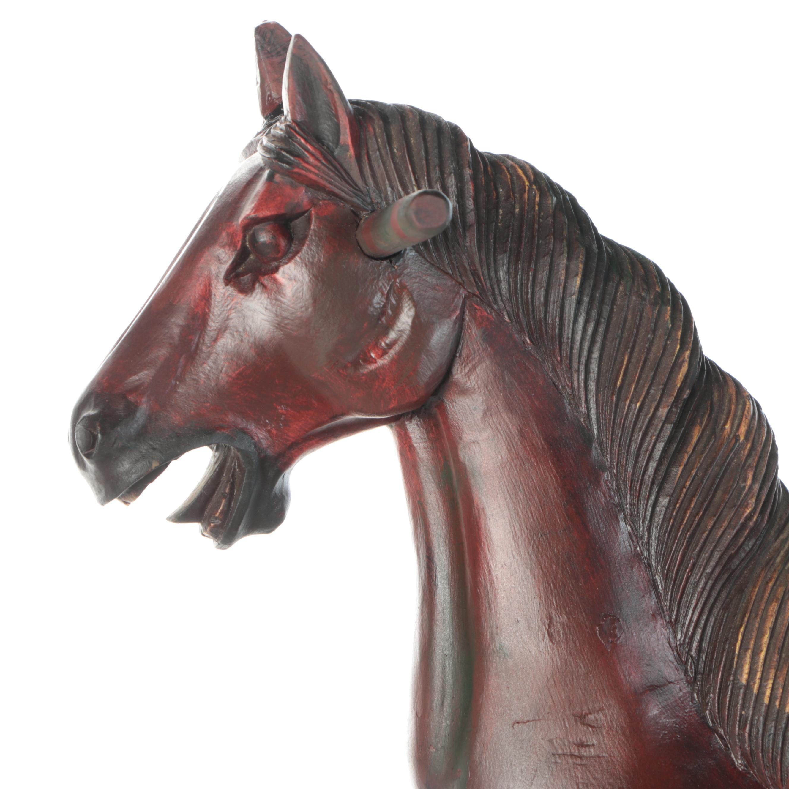 Victorian Style Wooden Rocking Horse, 20th Century