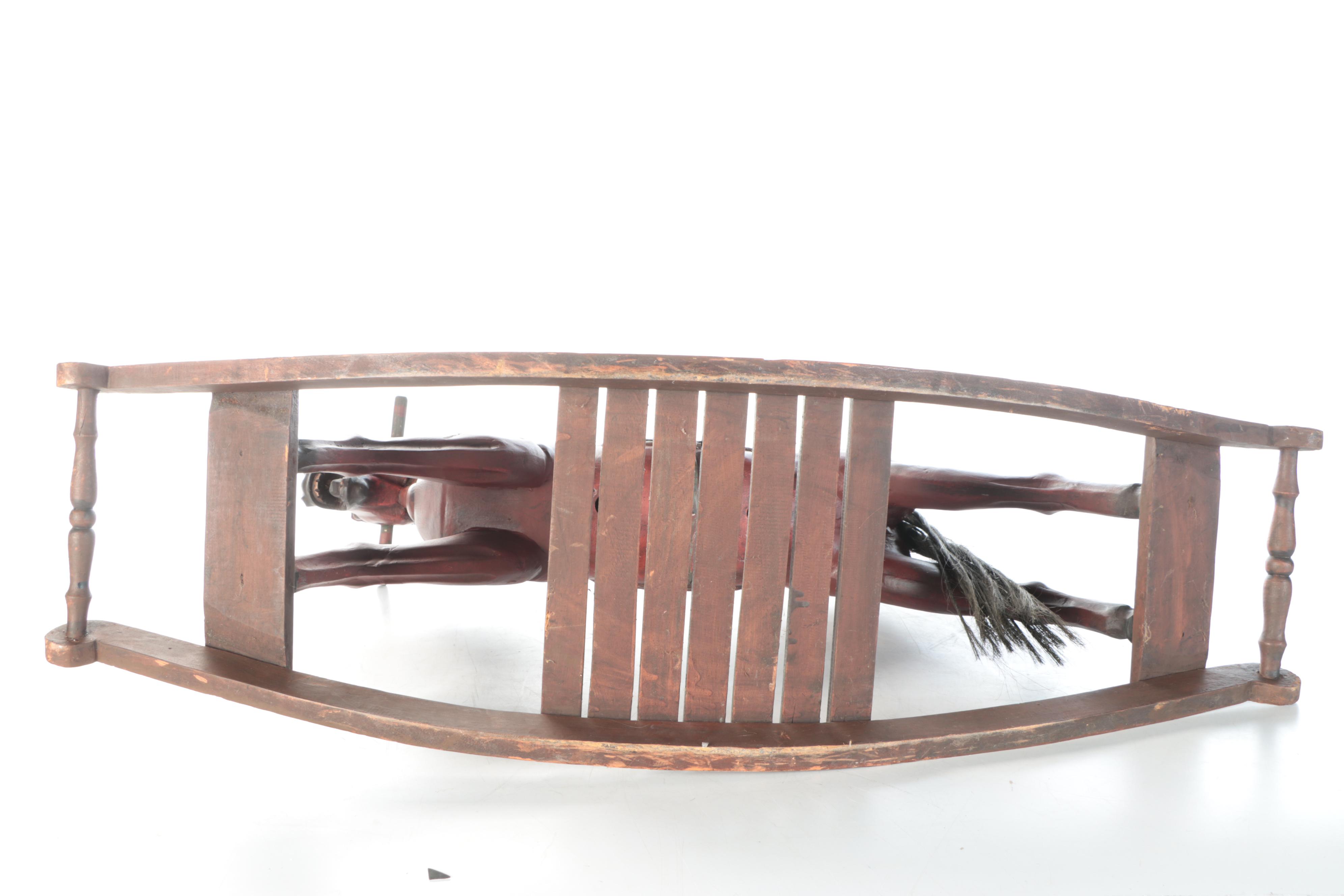 Victorian Style Wooden Rocking Horse, 20th Century