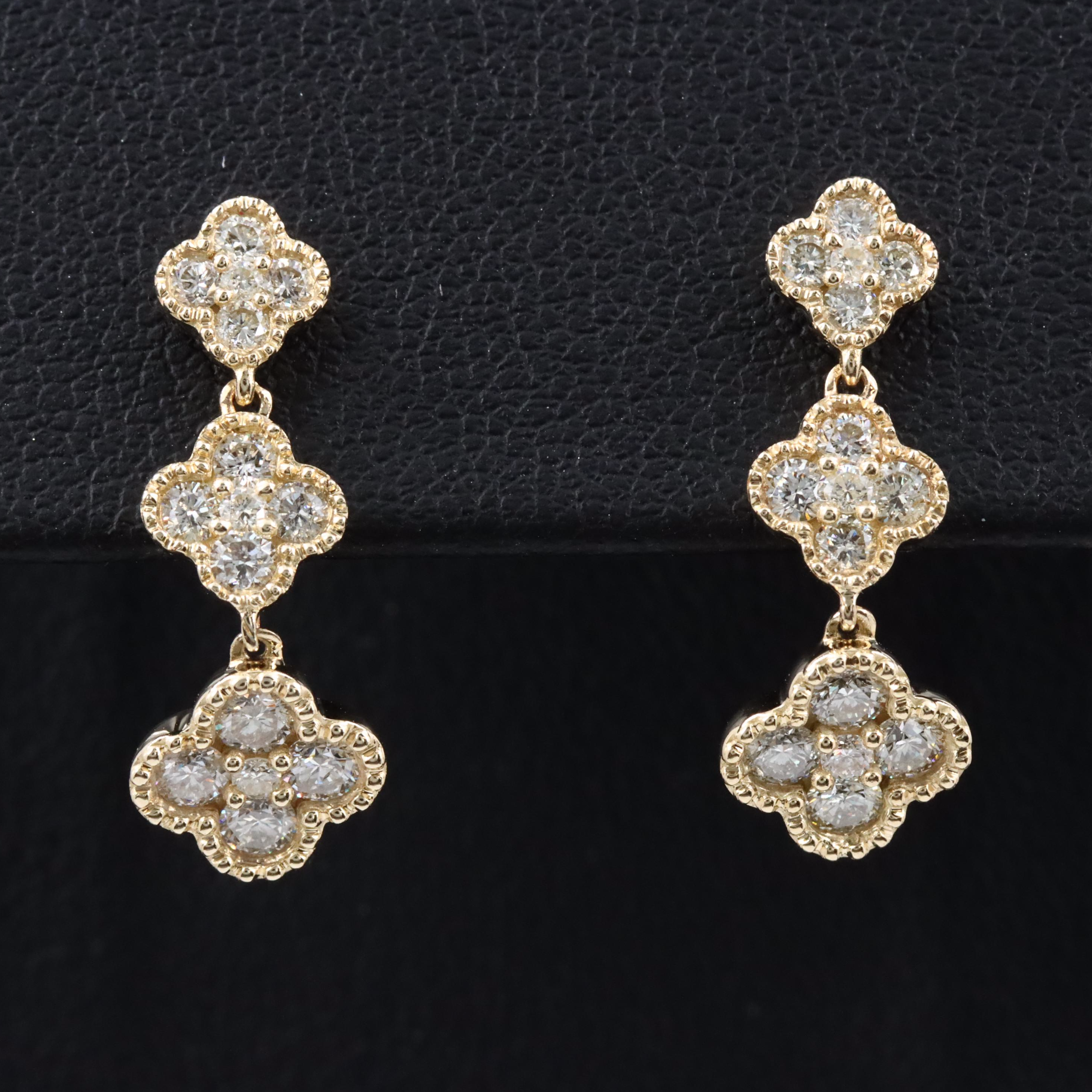 14K 1.02 CTW Diamond Quatrefoil Drop Earrings