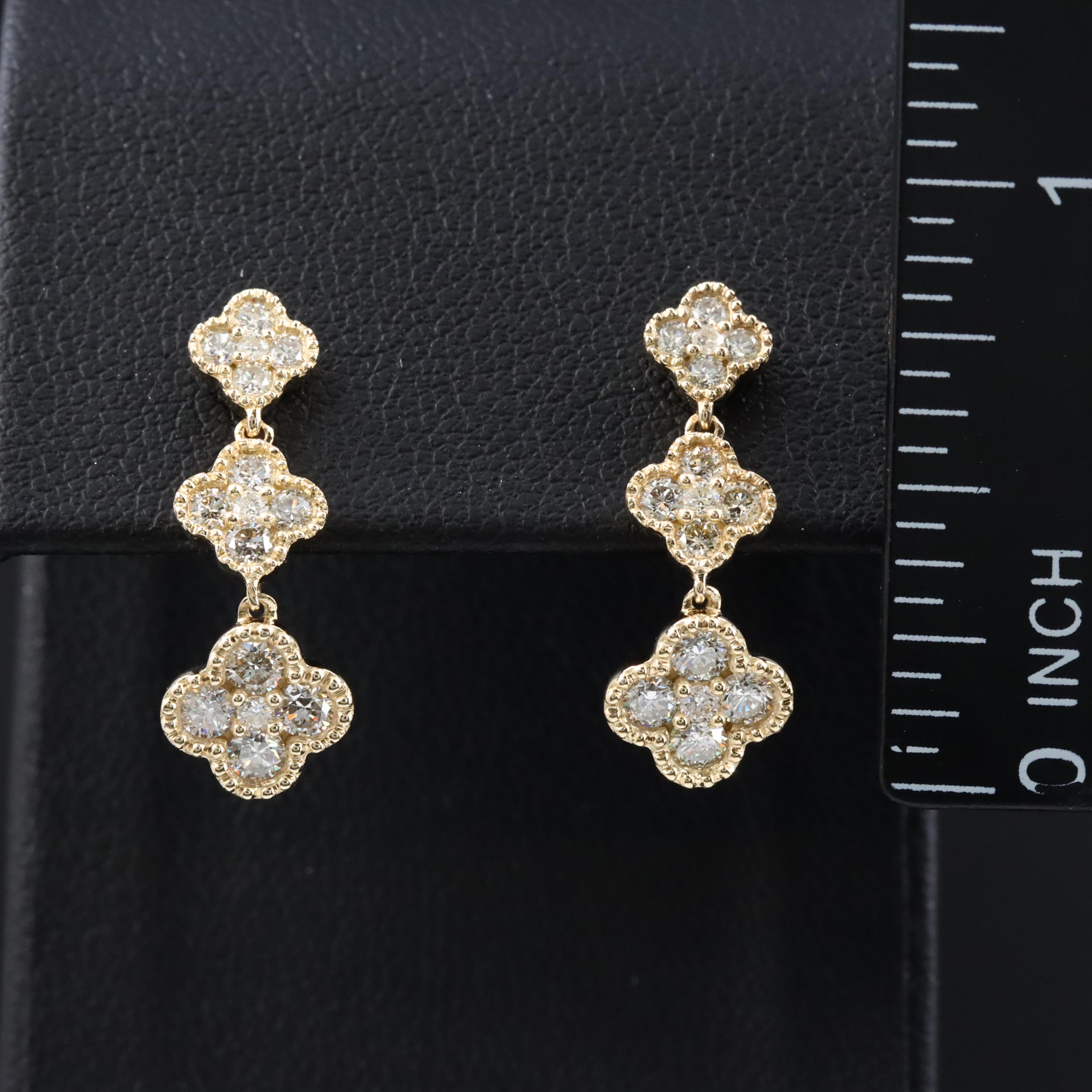 14K 1.02 CTW Diamond Quatrefoil Drop Earrings