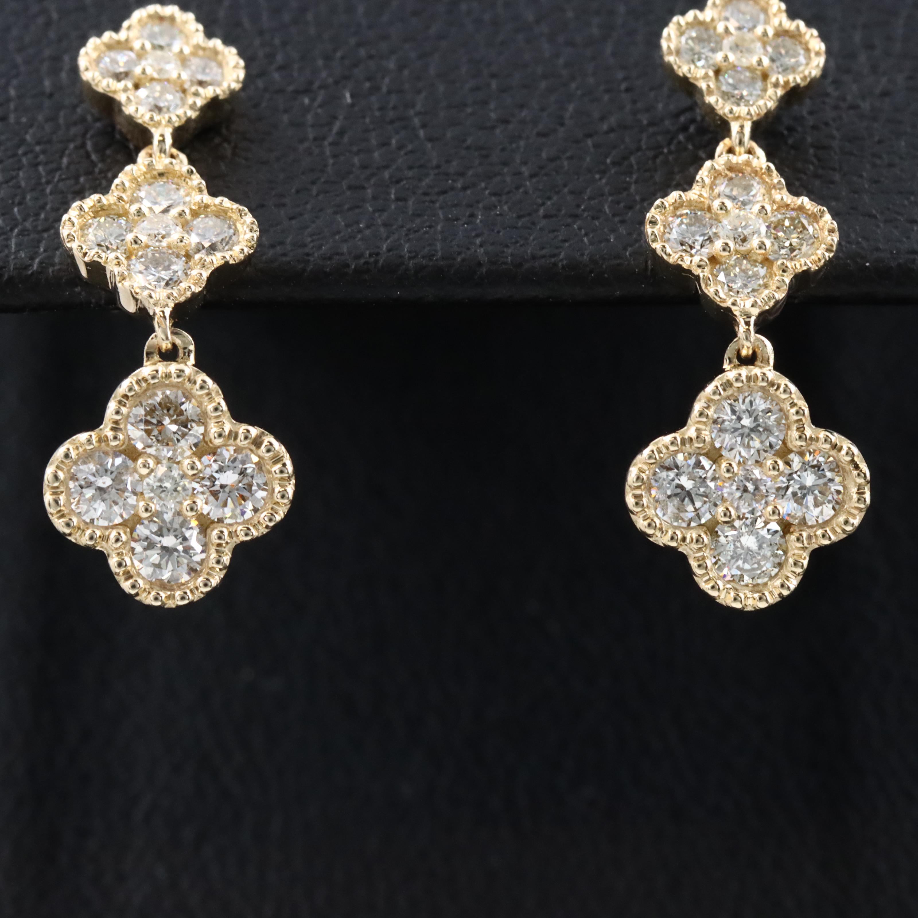 14K 1.02 CTW Diamond Quatrefoil Drop Earrings