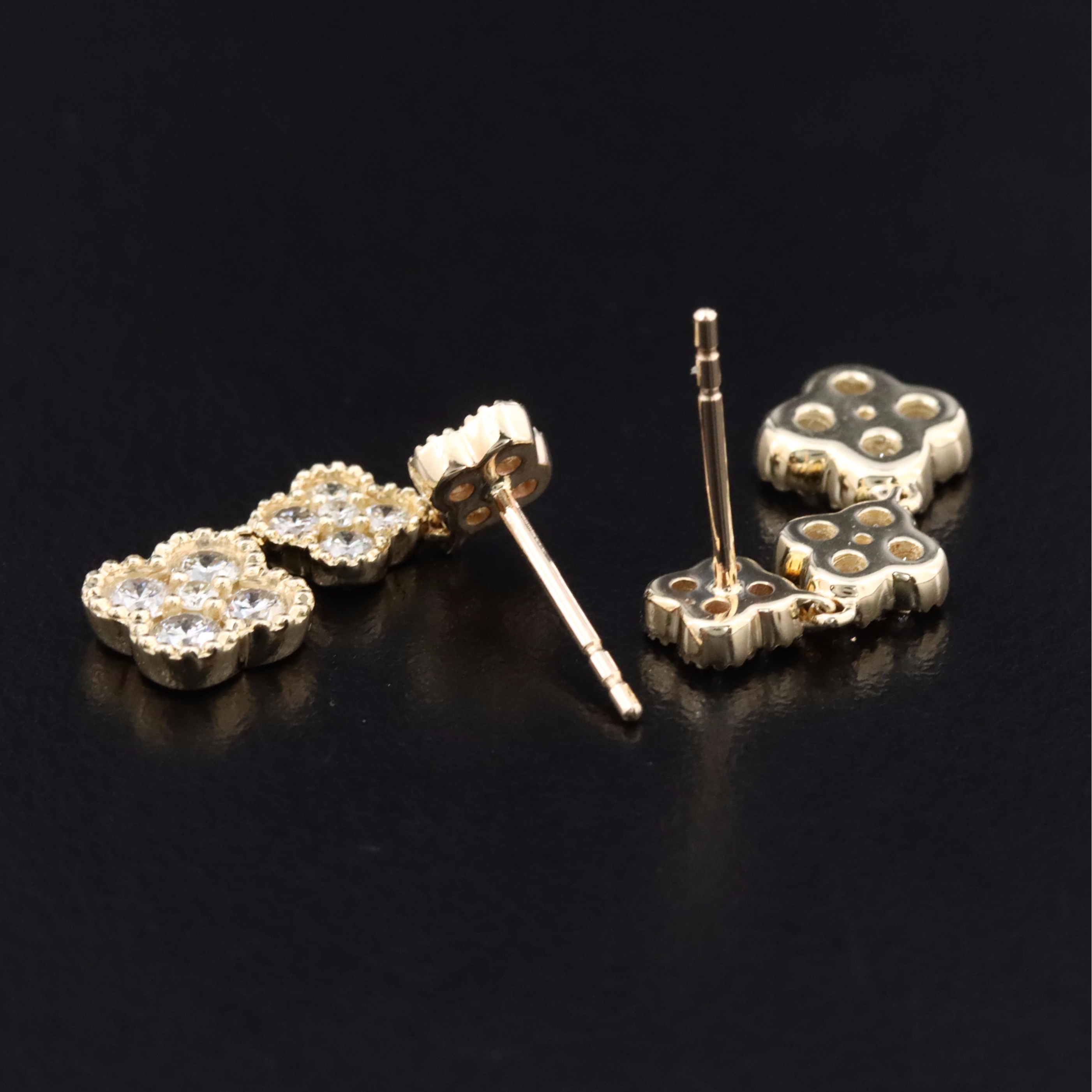 14K 1.02 CTW Diamond Quatrefoil Drop Earrings