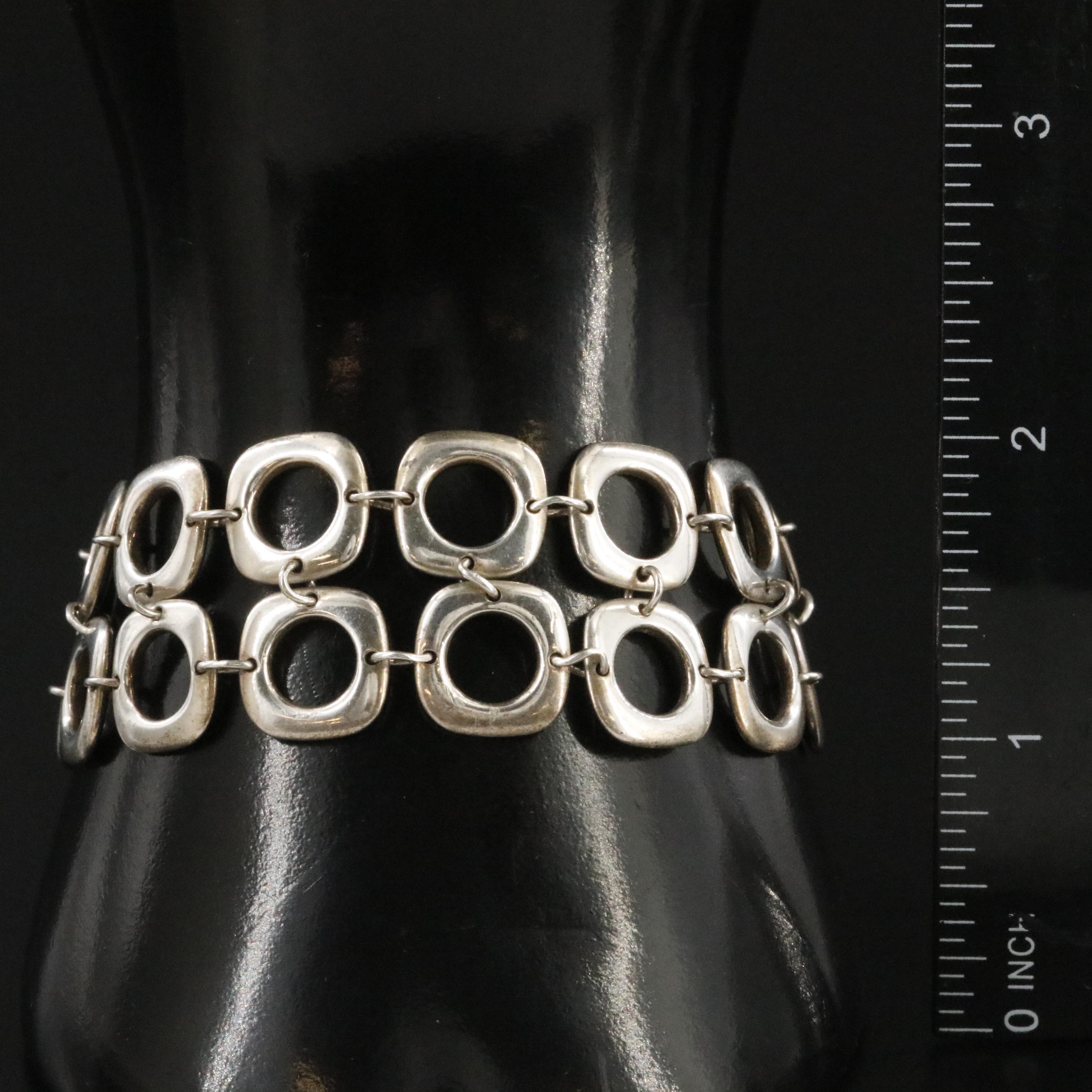 Tiffany & Co. Sterling Double Row Cushion Square Link Bracelet