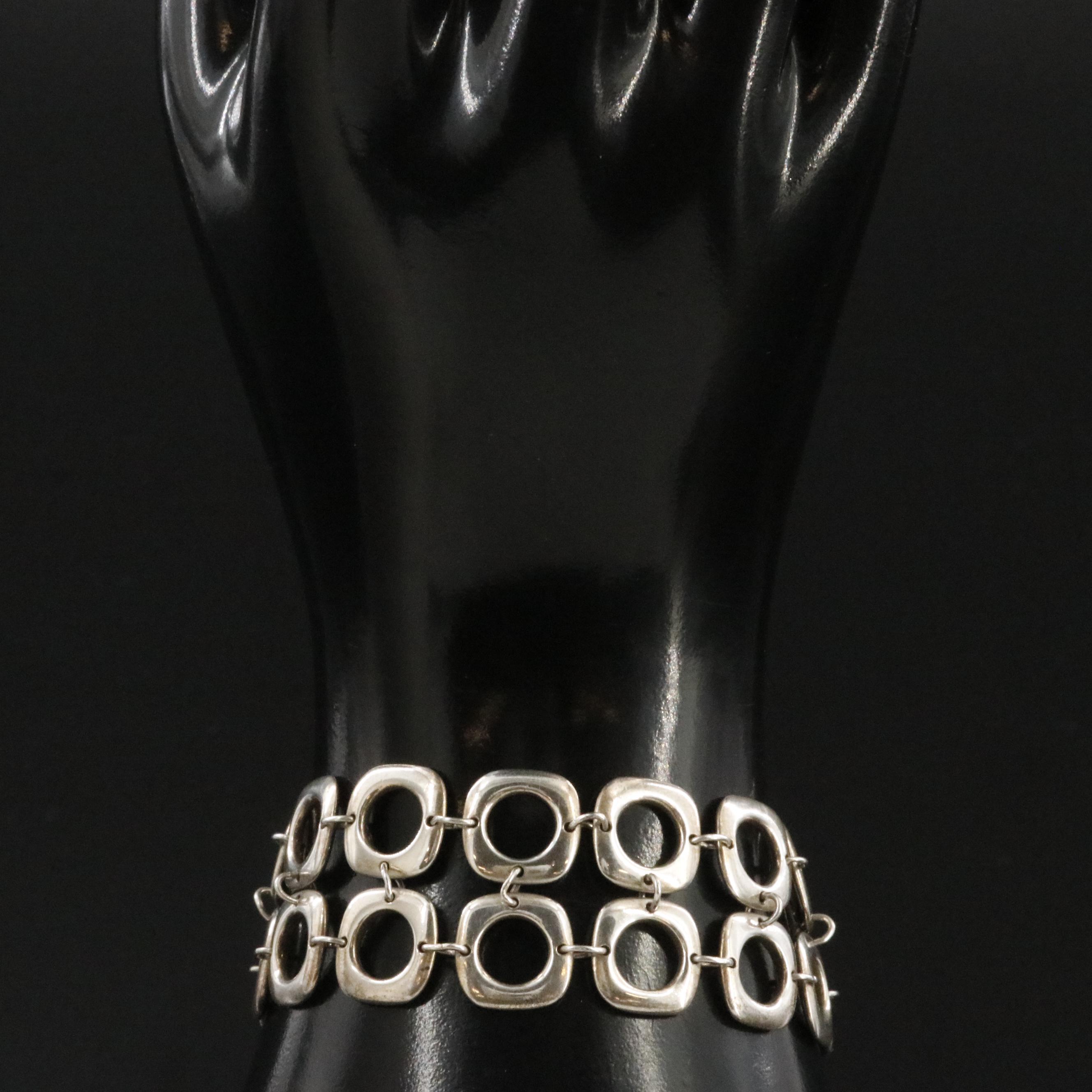 Tiffany & Co. Sterling Double Row Cushion Square Link Bracelet