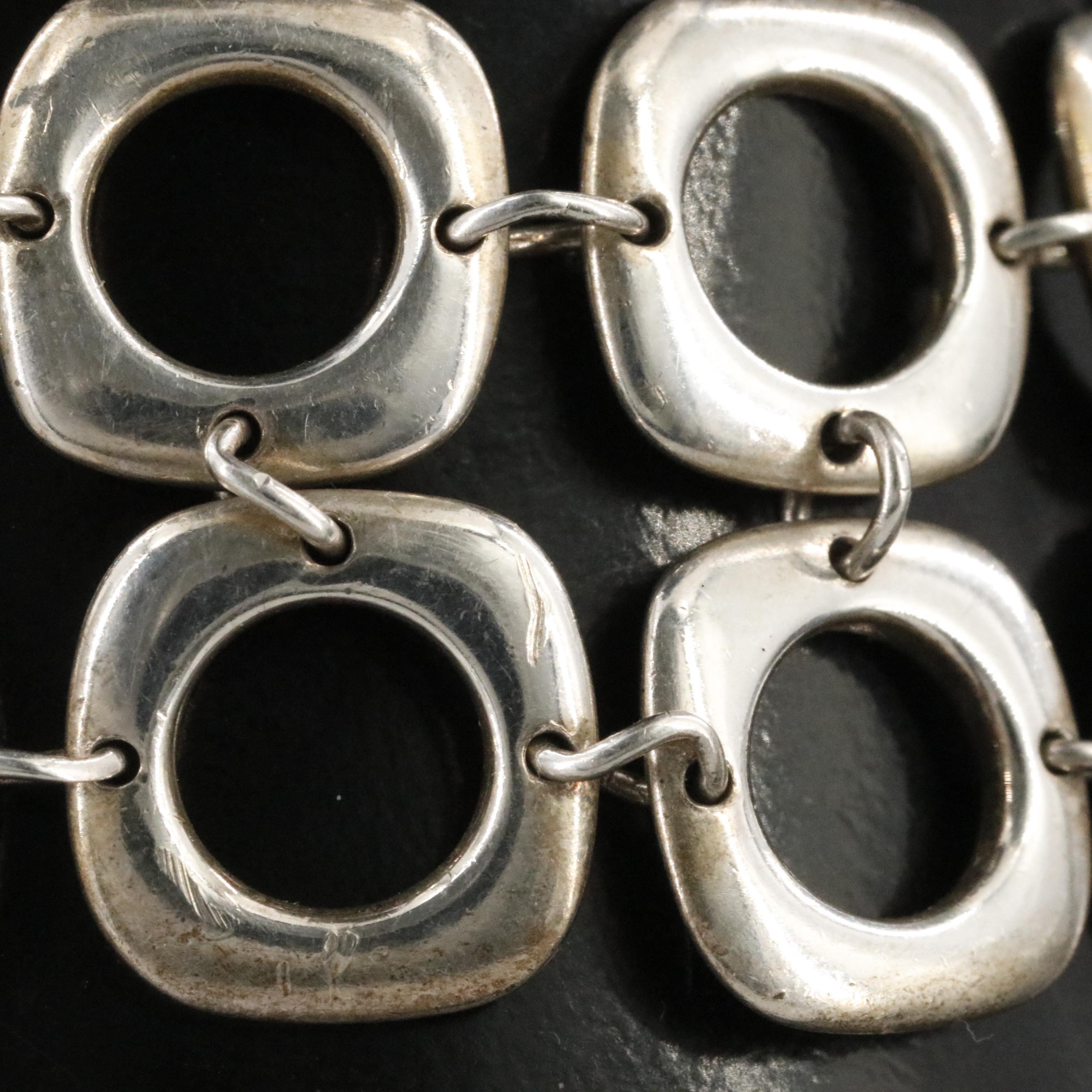 Tiffany & Co. Sterling Double Row Cushion Square Link Bracelet