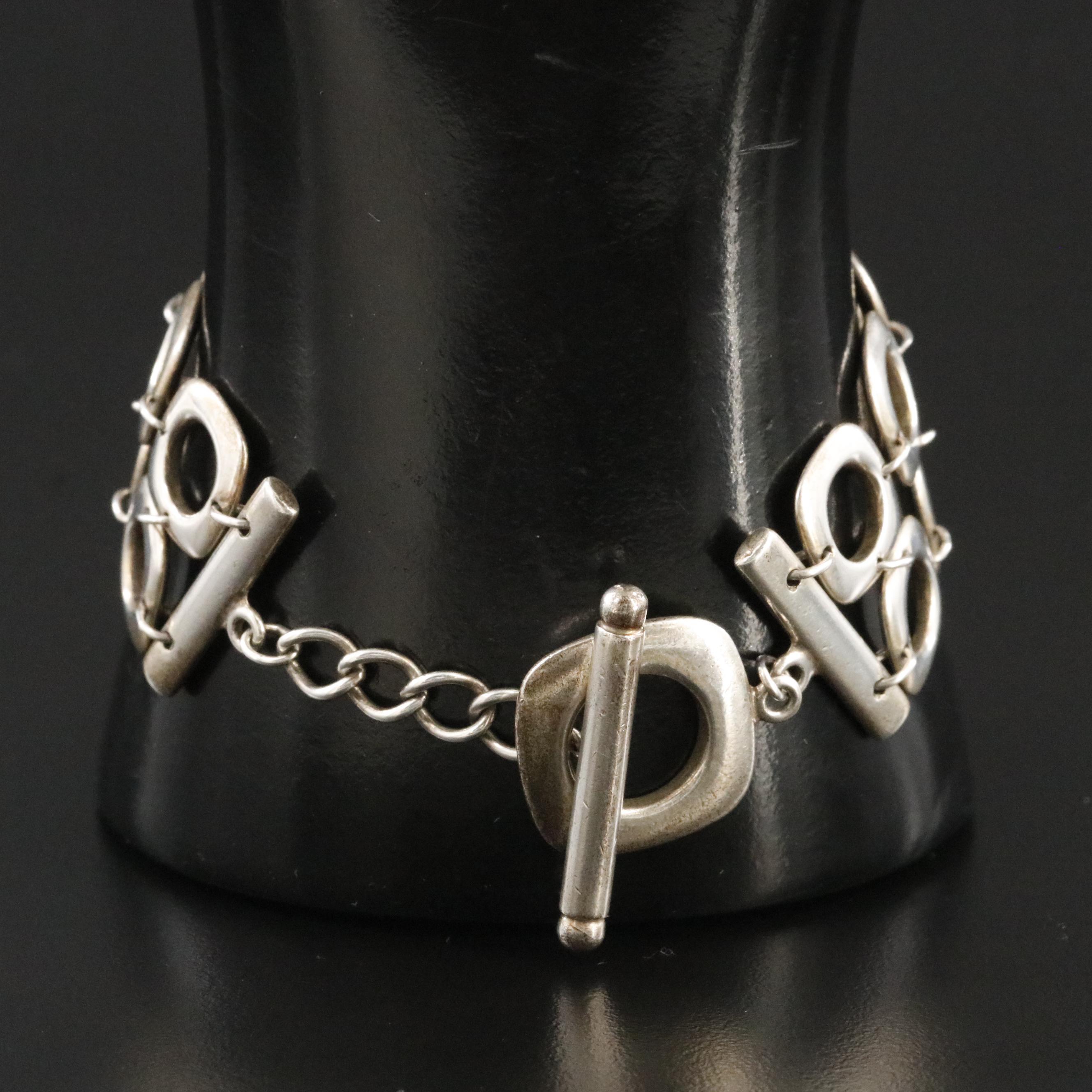 Tiffany & Co. Sterling Double Row Cushion Square Link Bracelet