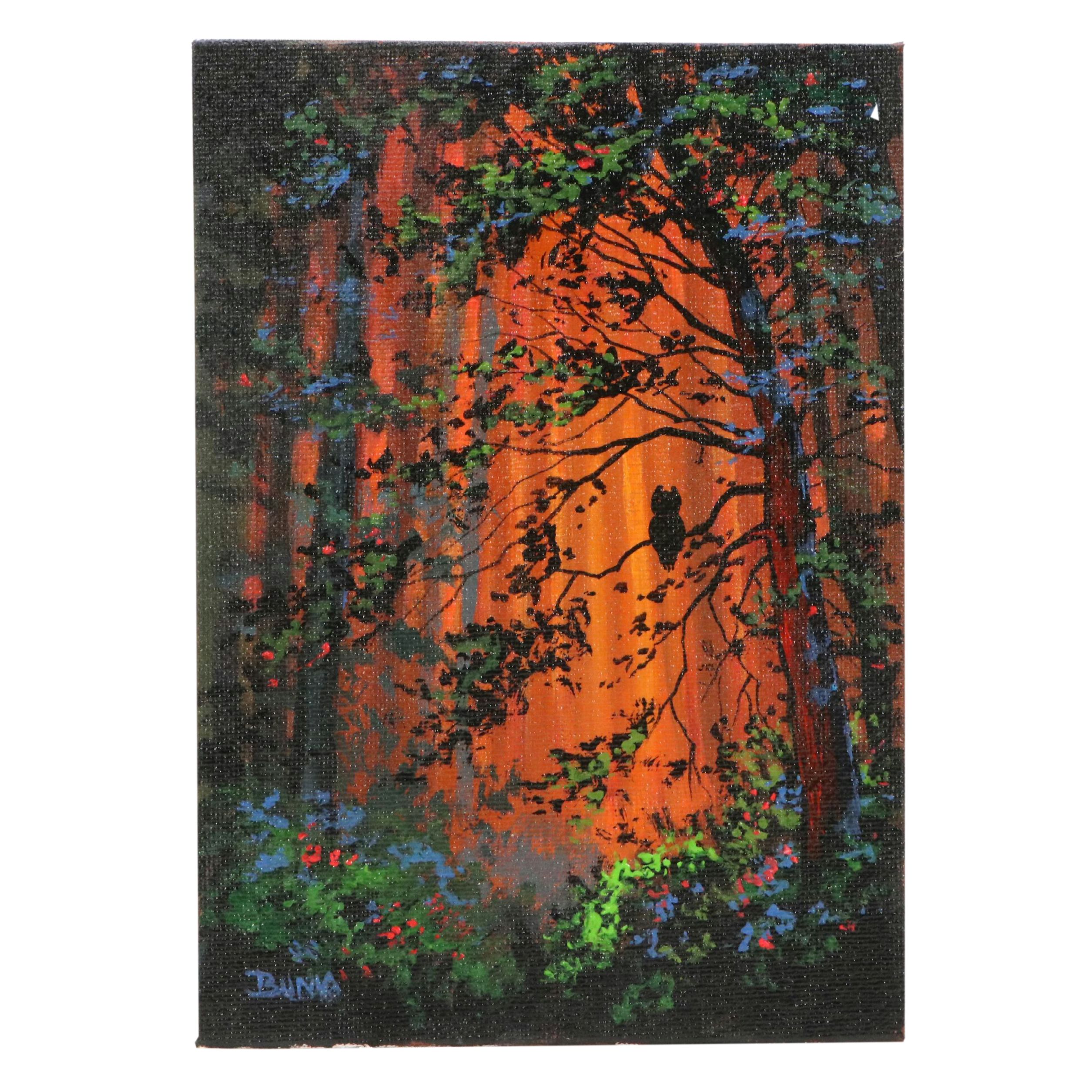 Doug "Bumo" Johnpeer Sunset Landscape Oil Painting, 2025