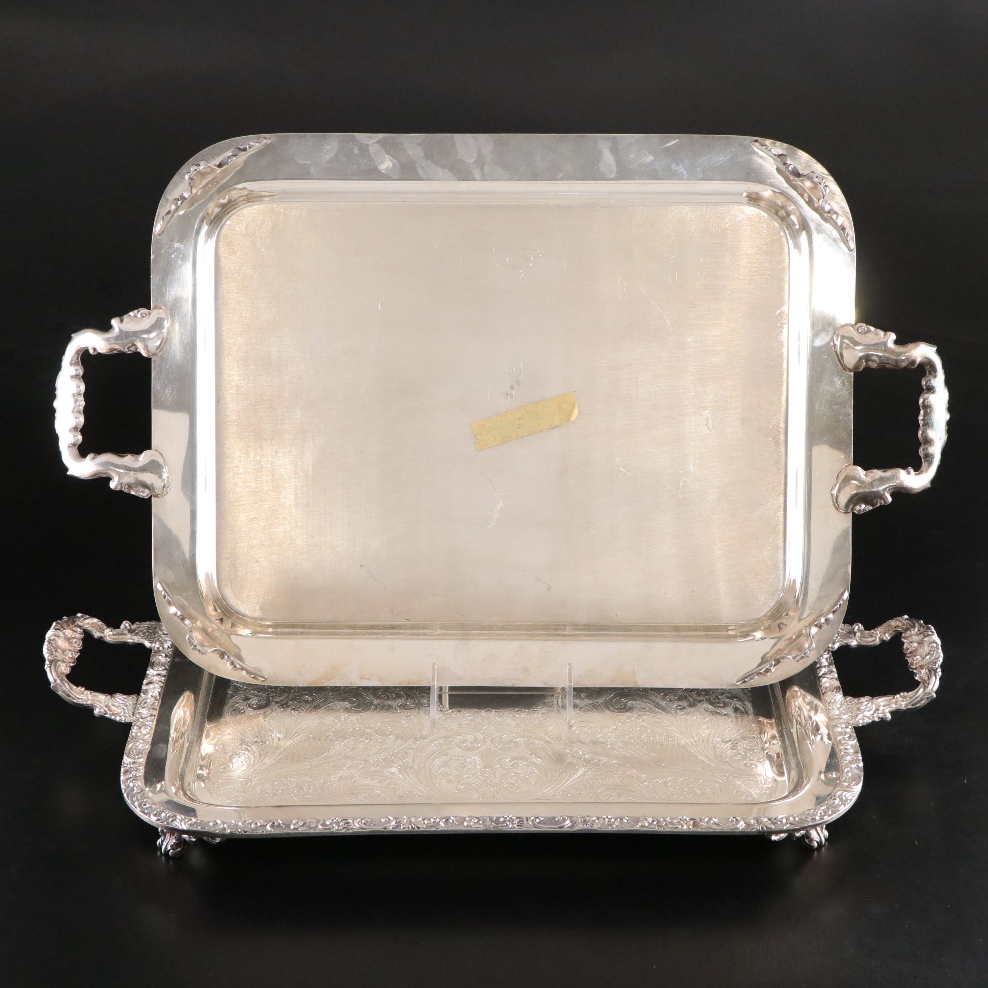 Six Silver Plate Serving Trays, Mid to Late 20th Century