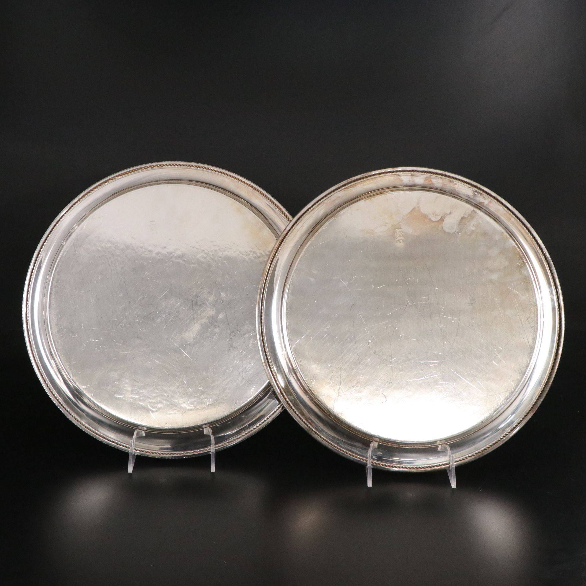 Six Silver Plate Serving Trays, Mid to Late 20th Century
