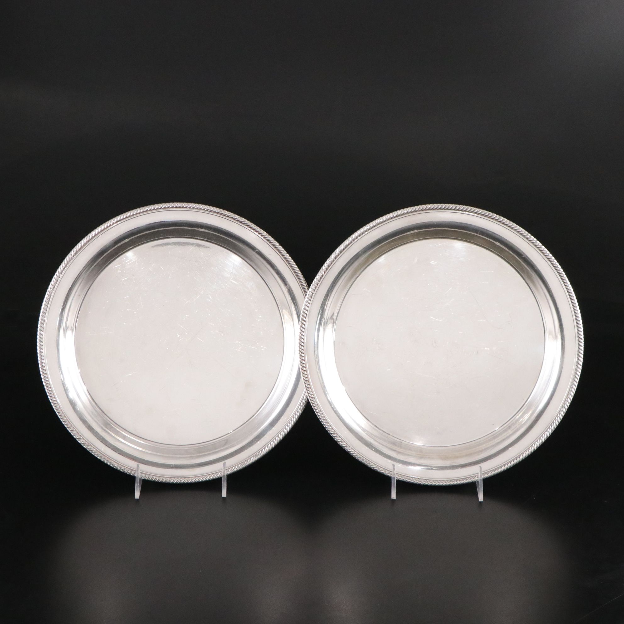 Six Silver Plate Serving Trays, Mid to Late 20th Century