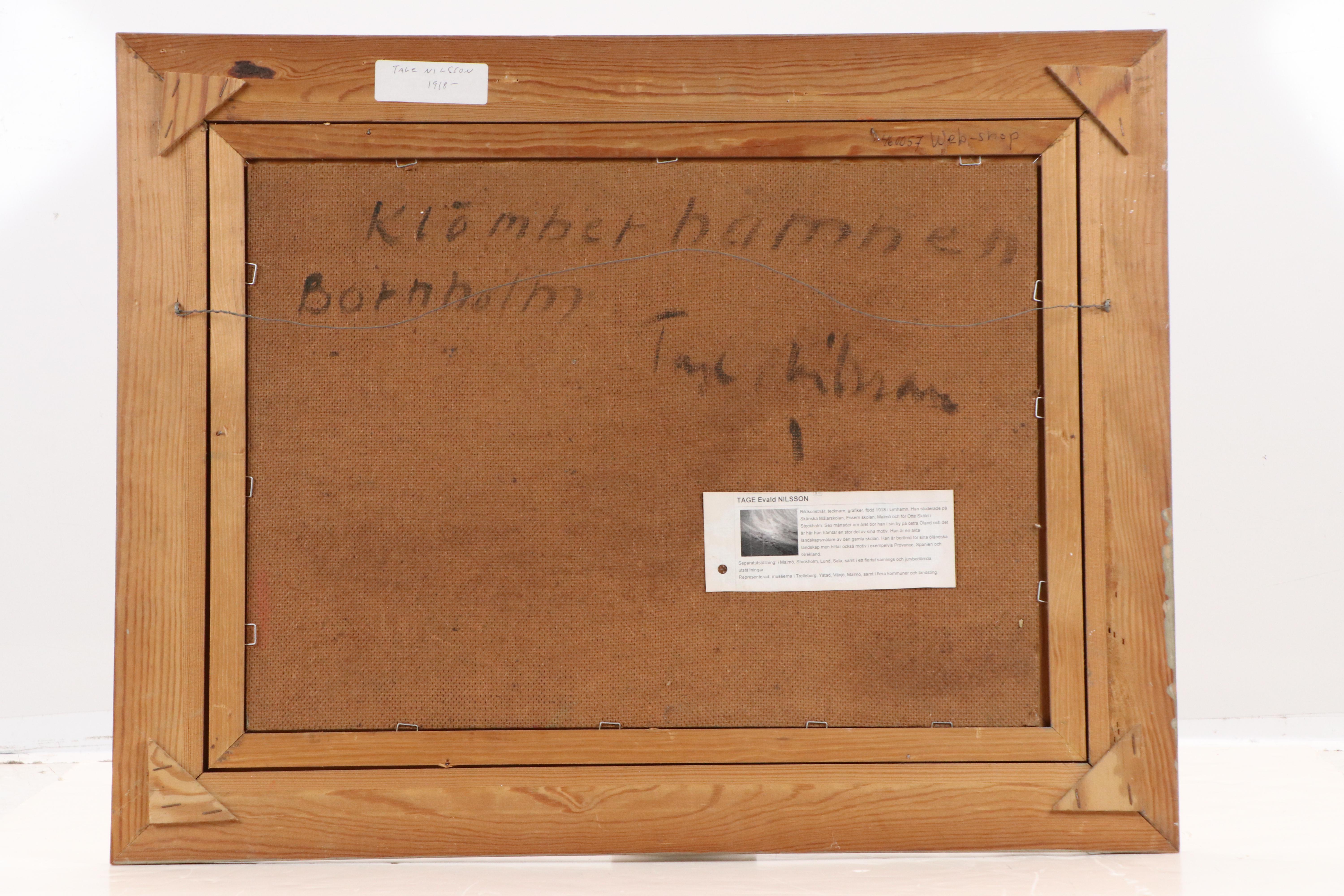 Tage Evald Nilsson Oil Painting of Docked Canoe, Mid-20th Century