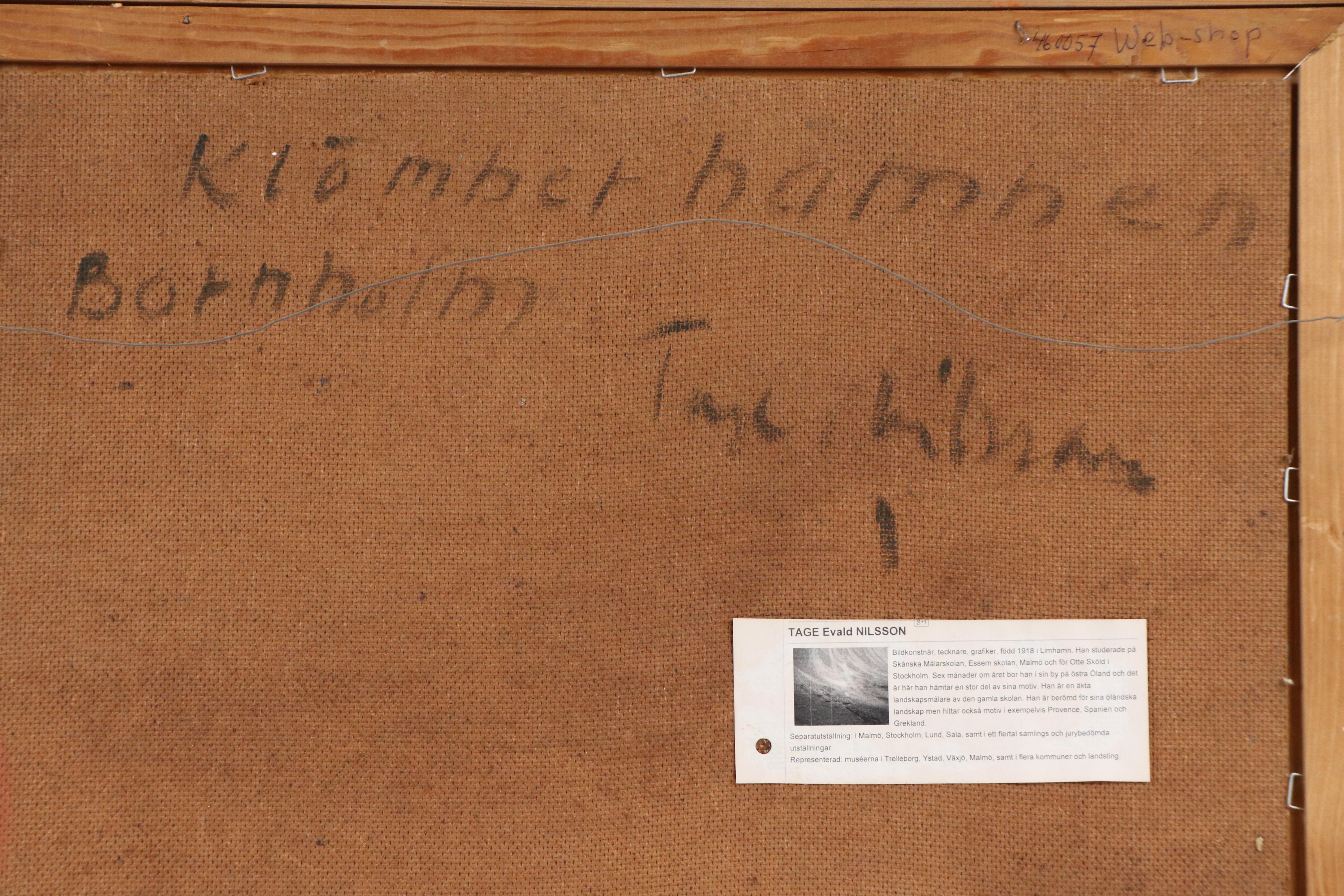 Tage Evald Nilsson Oil Painting of Docked Canoe, Mid-20th Century